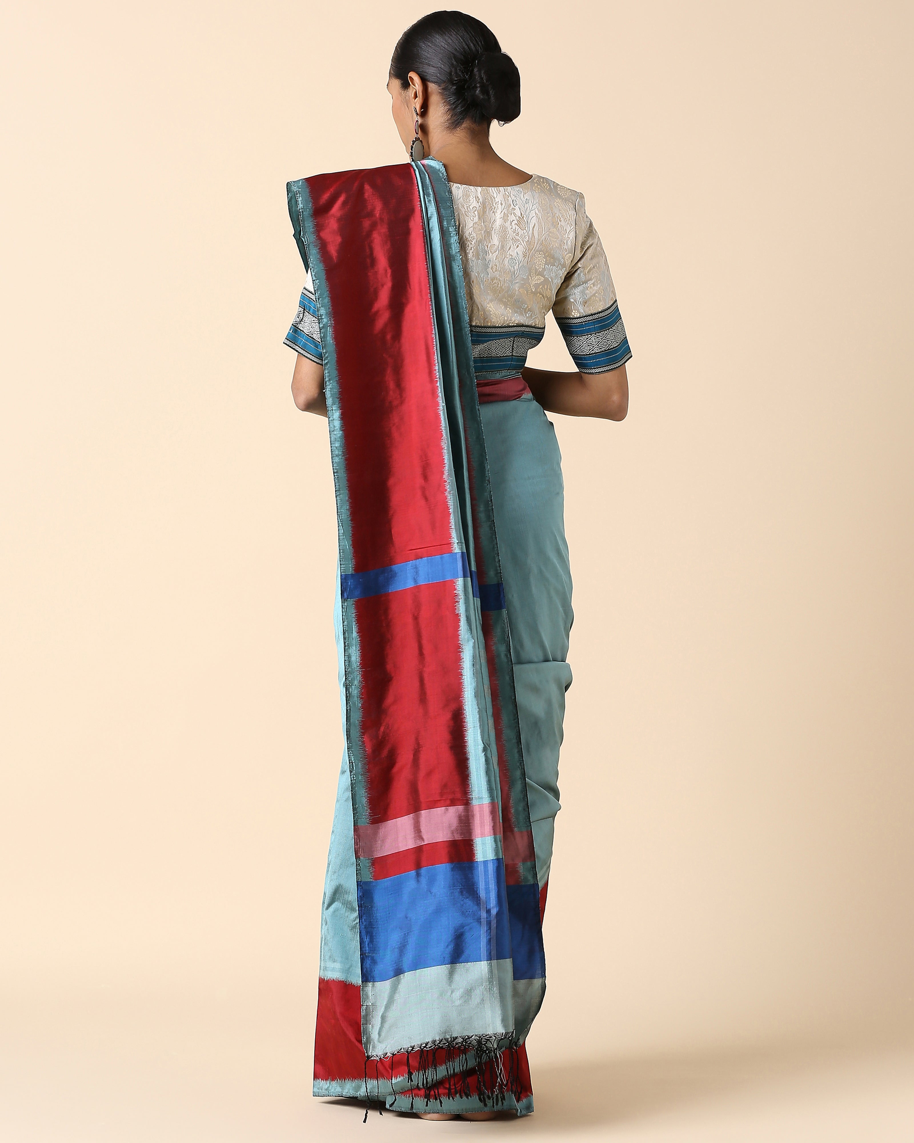 Yaman Pochampally Weft Ikat Silk Saree