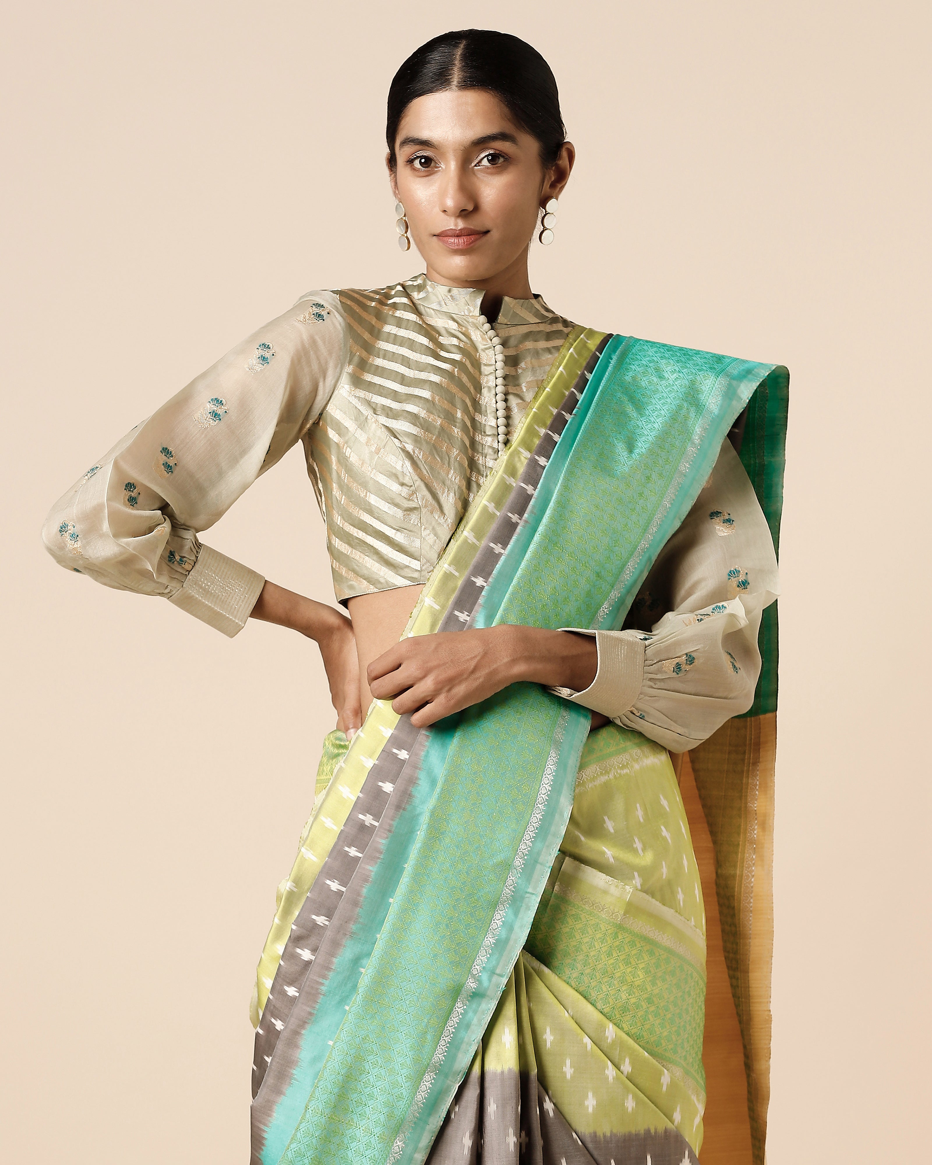 Kafi Pochampally Weft Ikat Silk Saree