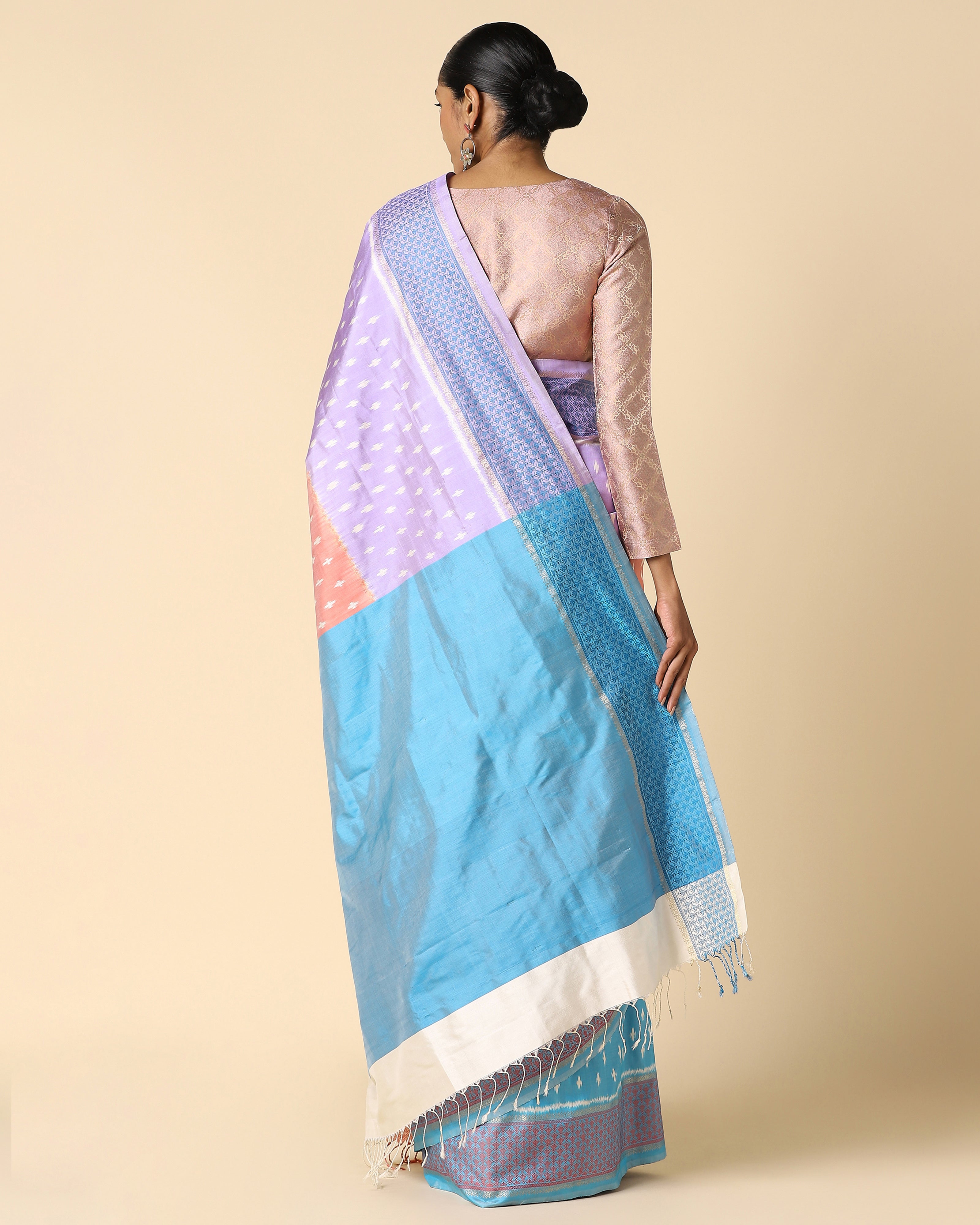 Kafi Pochampally Weft Ikat Silk Saree