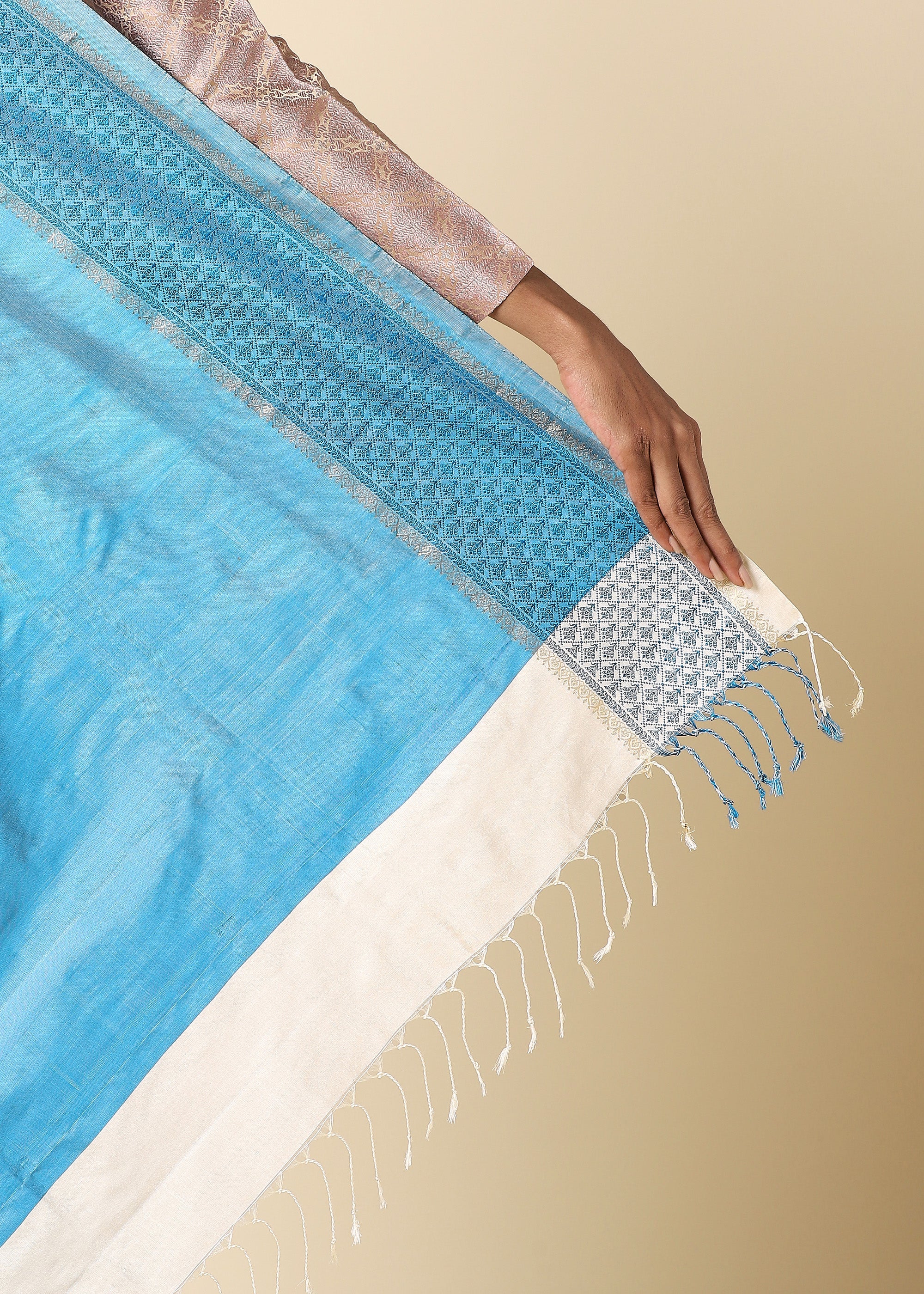 Kafi Pochampally Weft Ikat Silk Saree