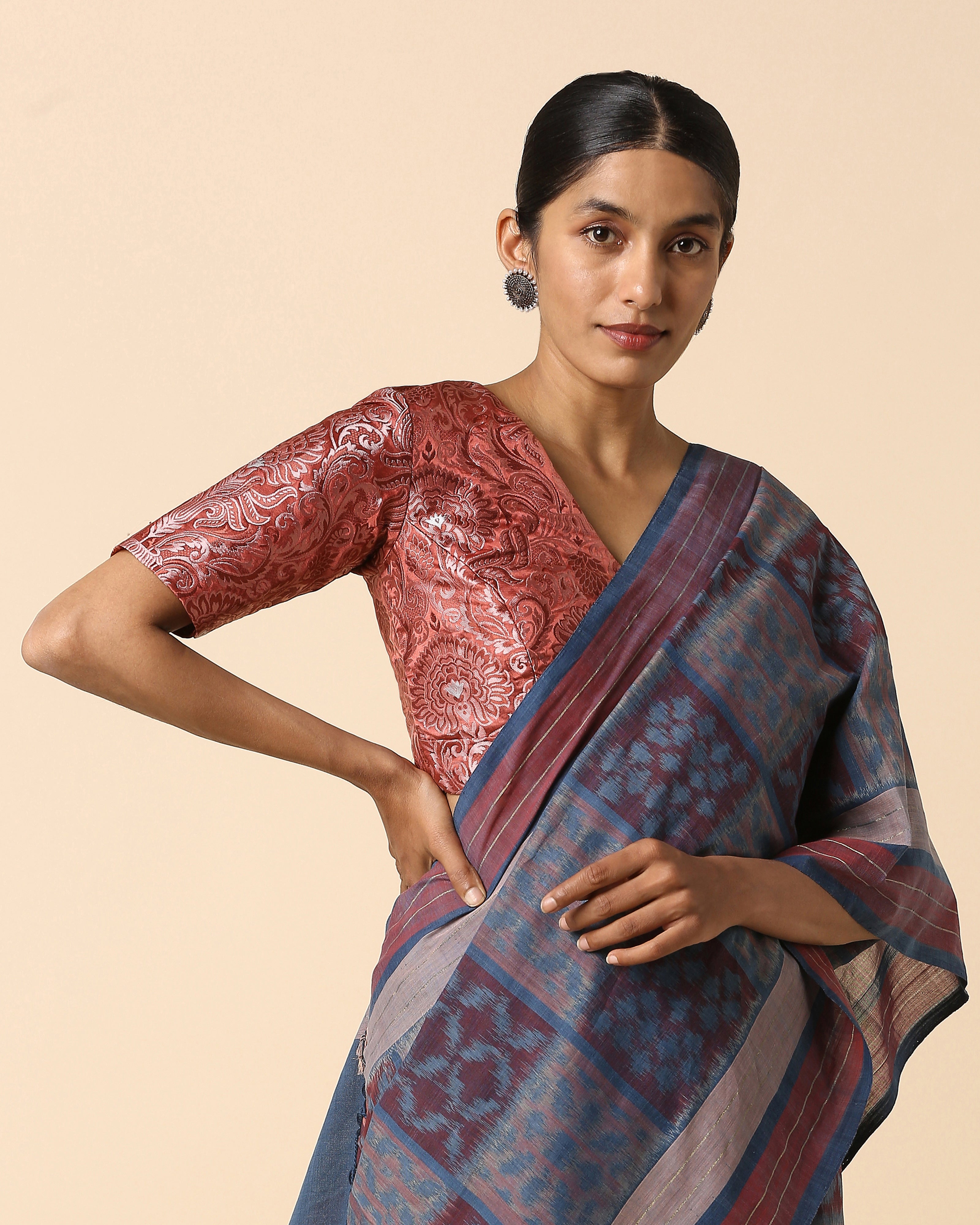 Bhairavi Pochampally Weft Ikat Cotton Saree