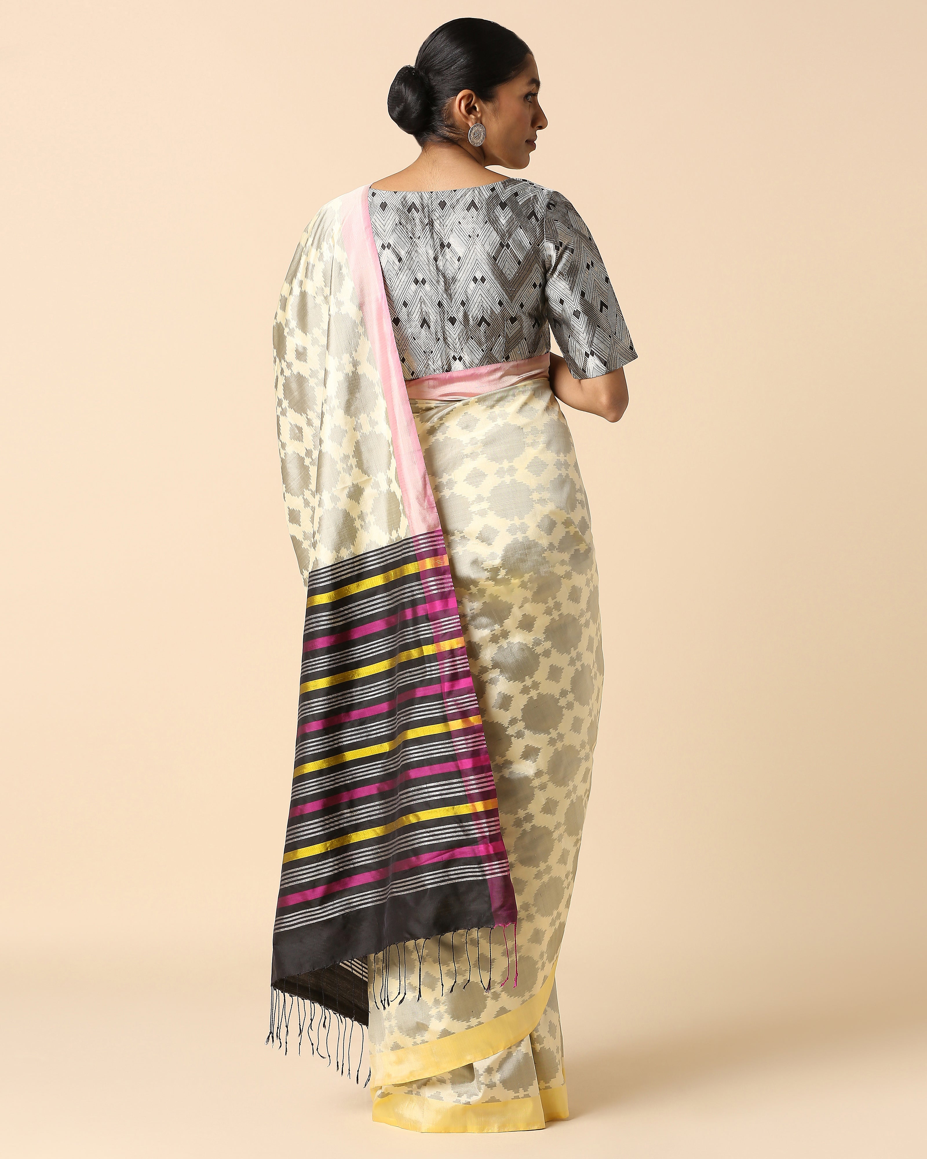 Jumaina Pochampally Warp Ikat Silk Saree