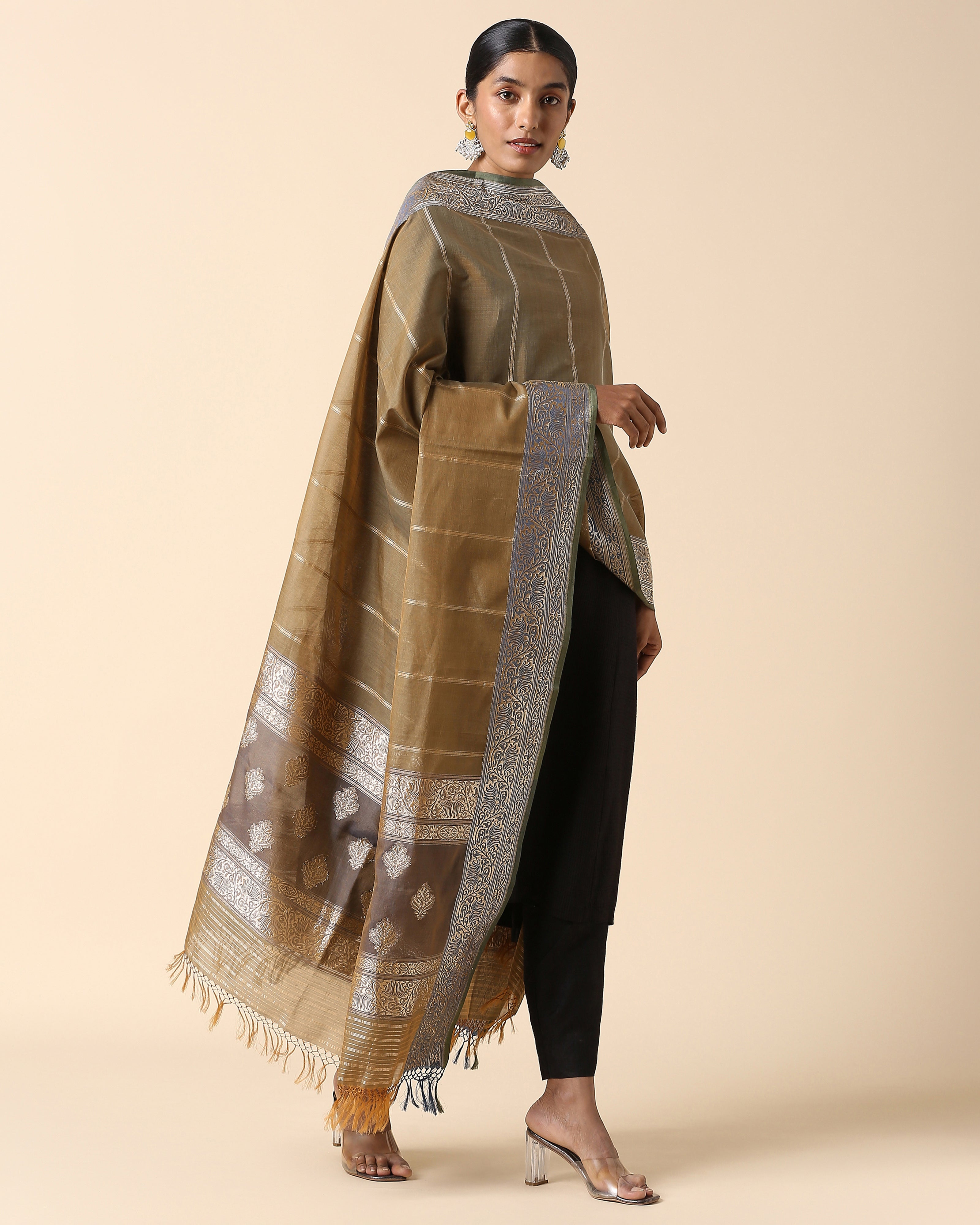 Gulzar Banarasi Kadwa Silk Cotton Dupatta
