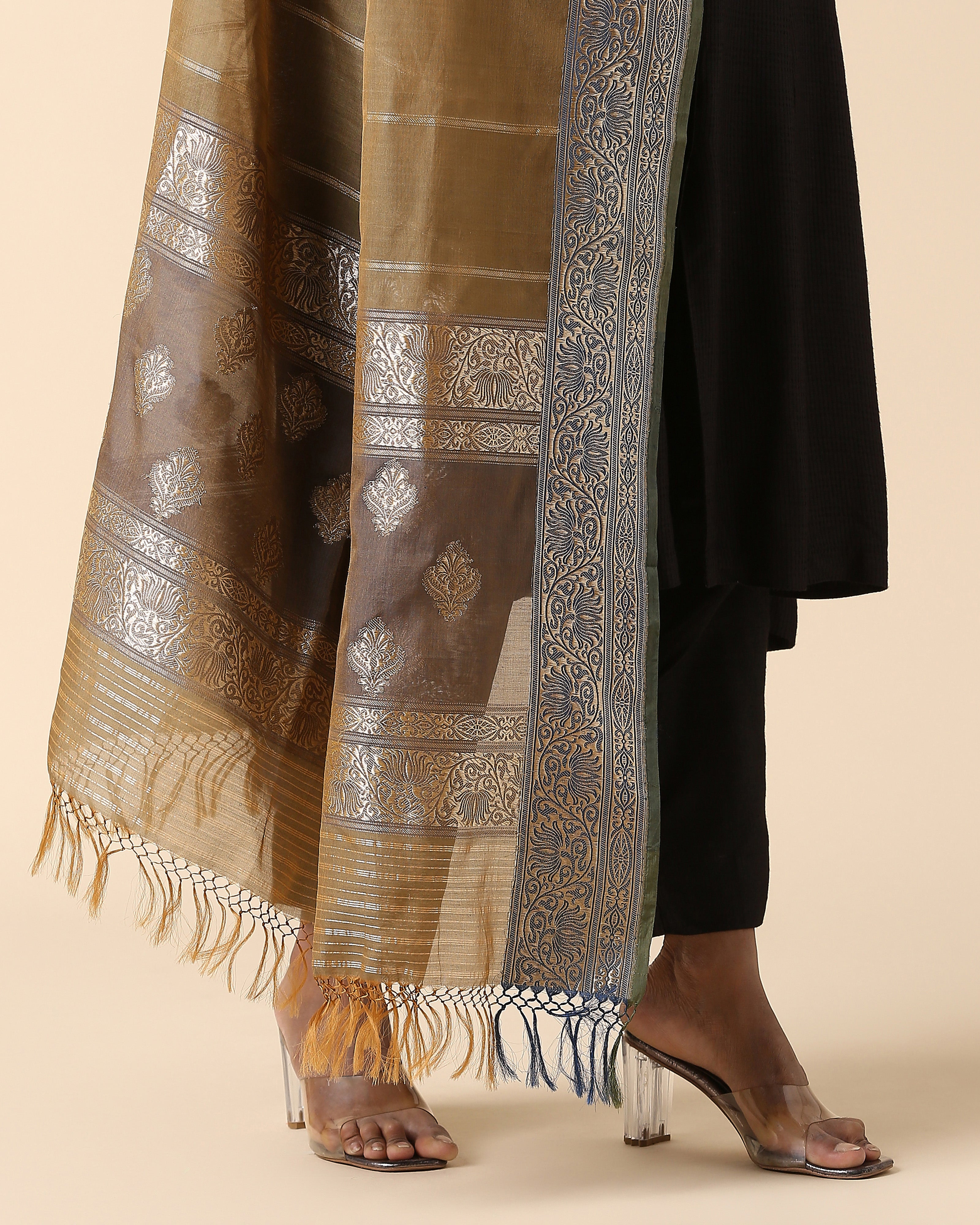 Gulzar Banarasi Kadwa Silk Cotton Dupatta