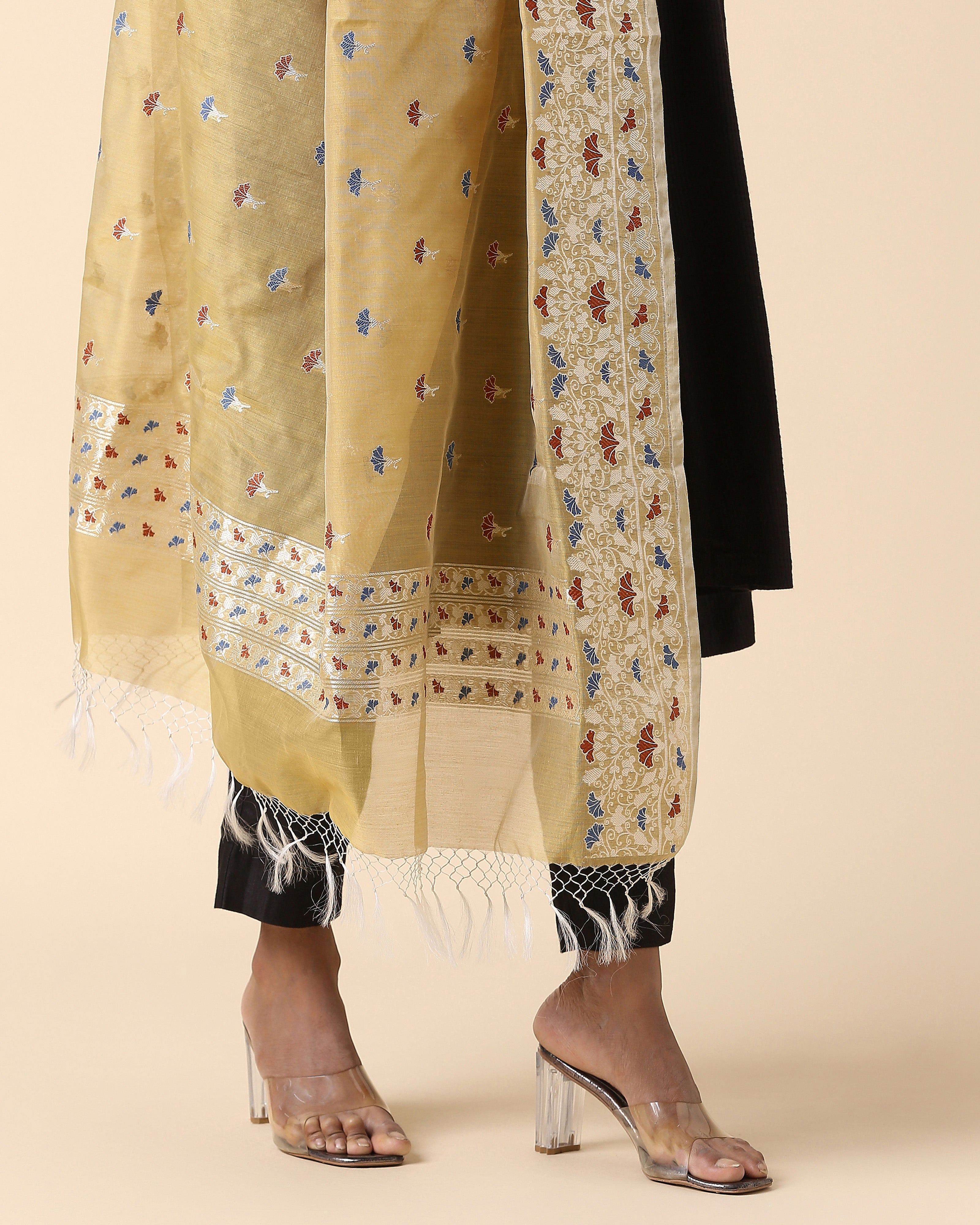 Riko Banarasi Kadwa Silk Cotton Dupatta