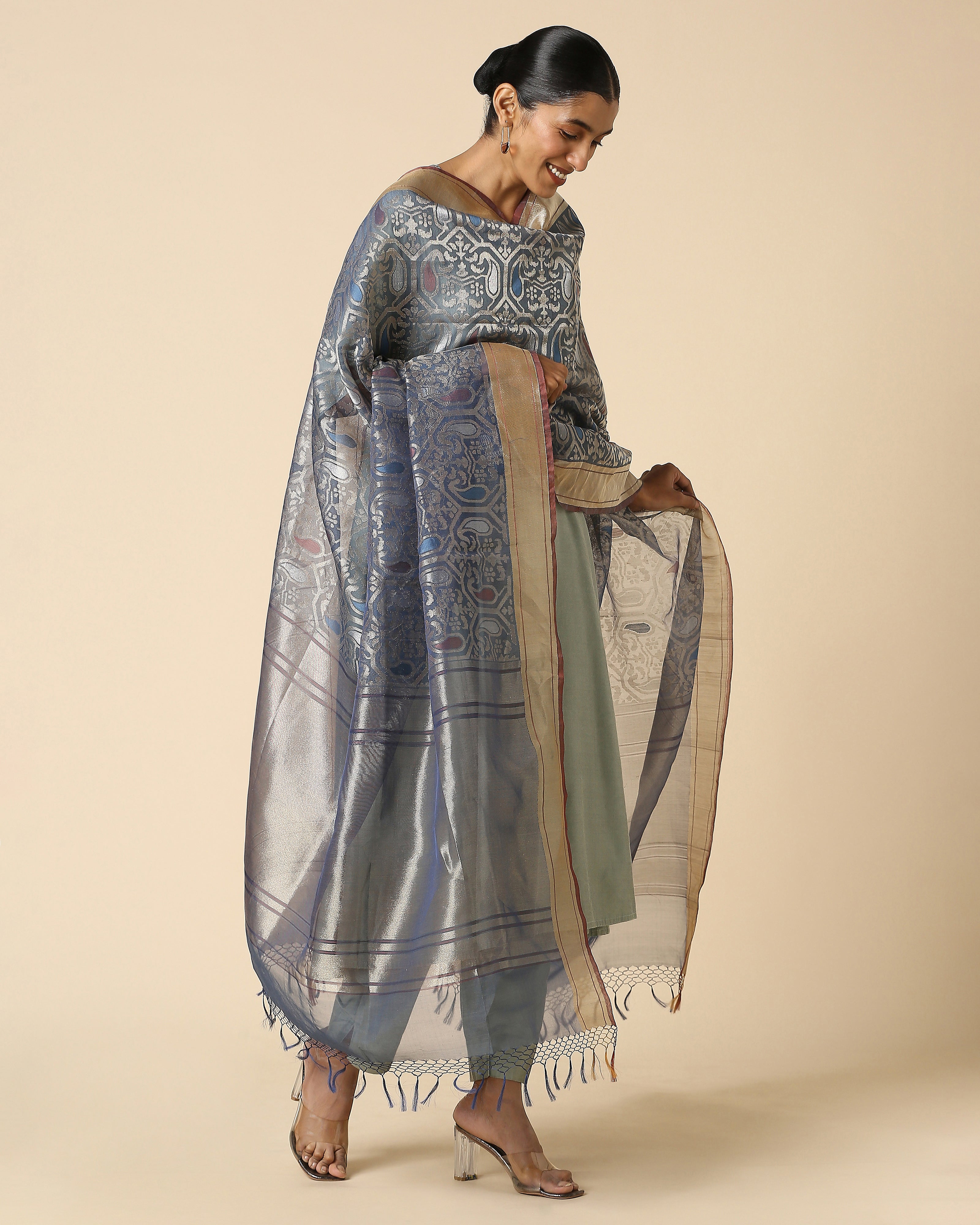 Keyani Banarasi Jamdani Silk Cotton Dupatta