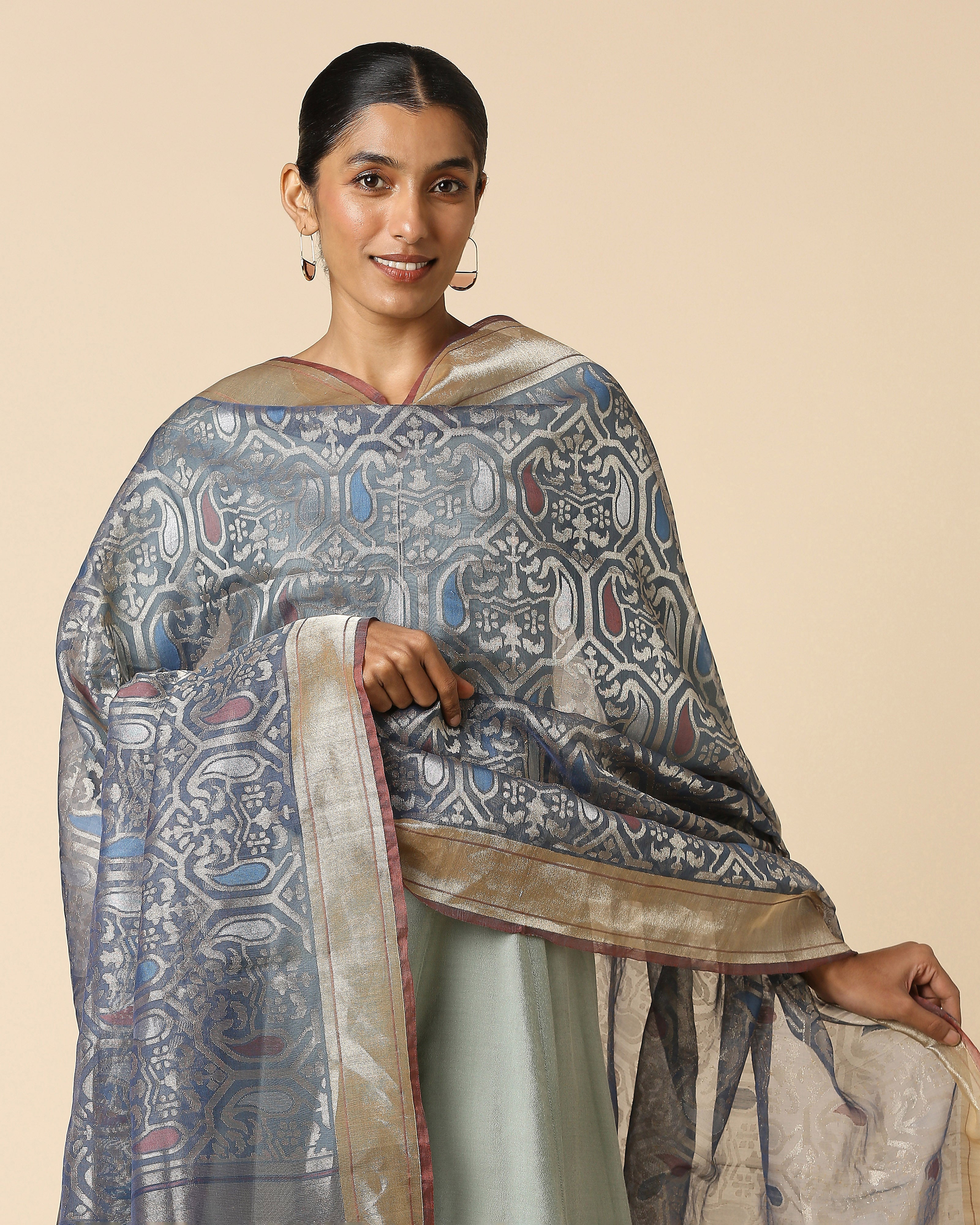 Keyani Banarasi Jamdani Silk Cotton Dupatta