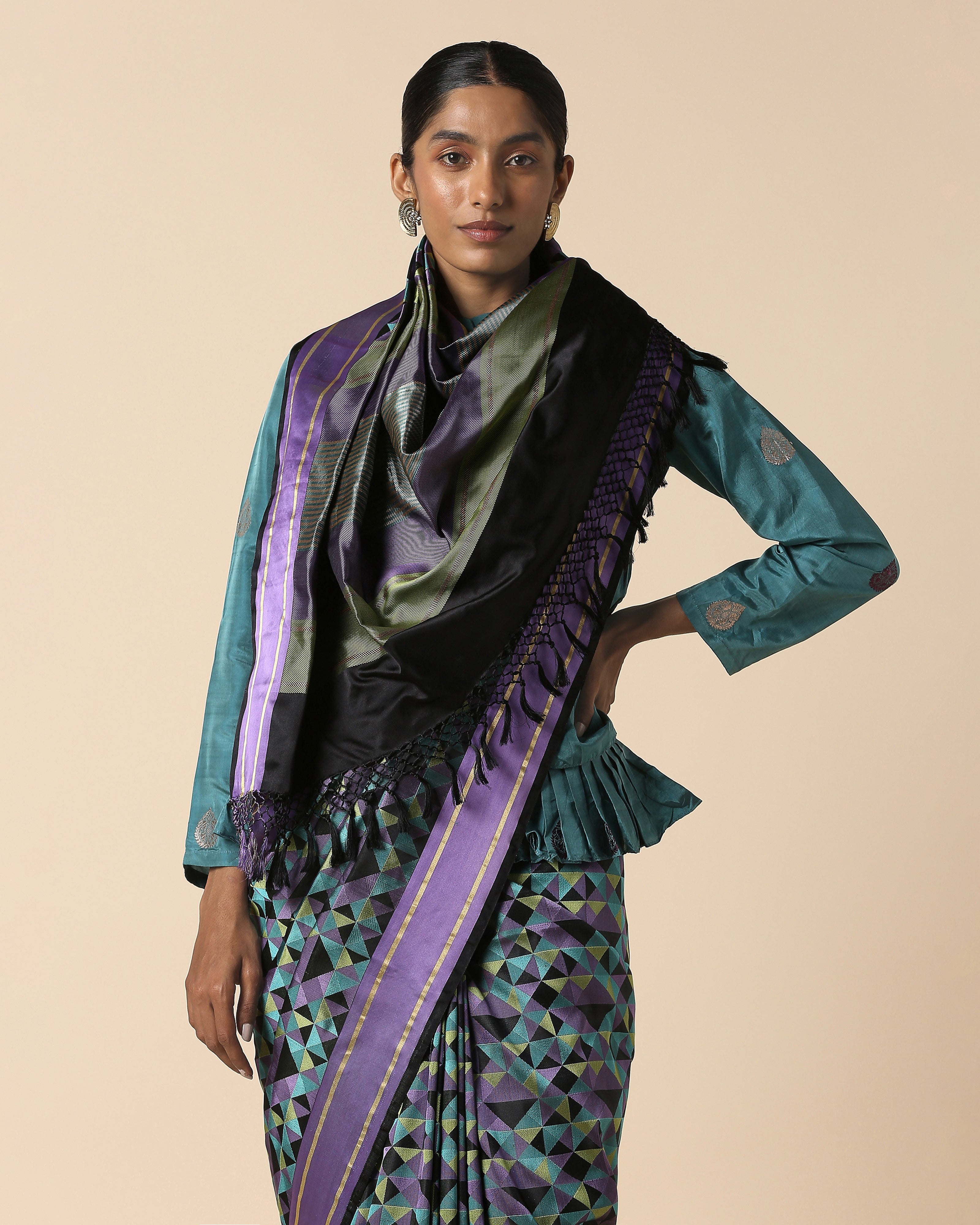 Claire Banarasi Tanchoi Silk Saree