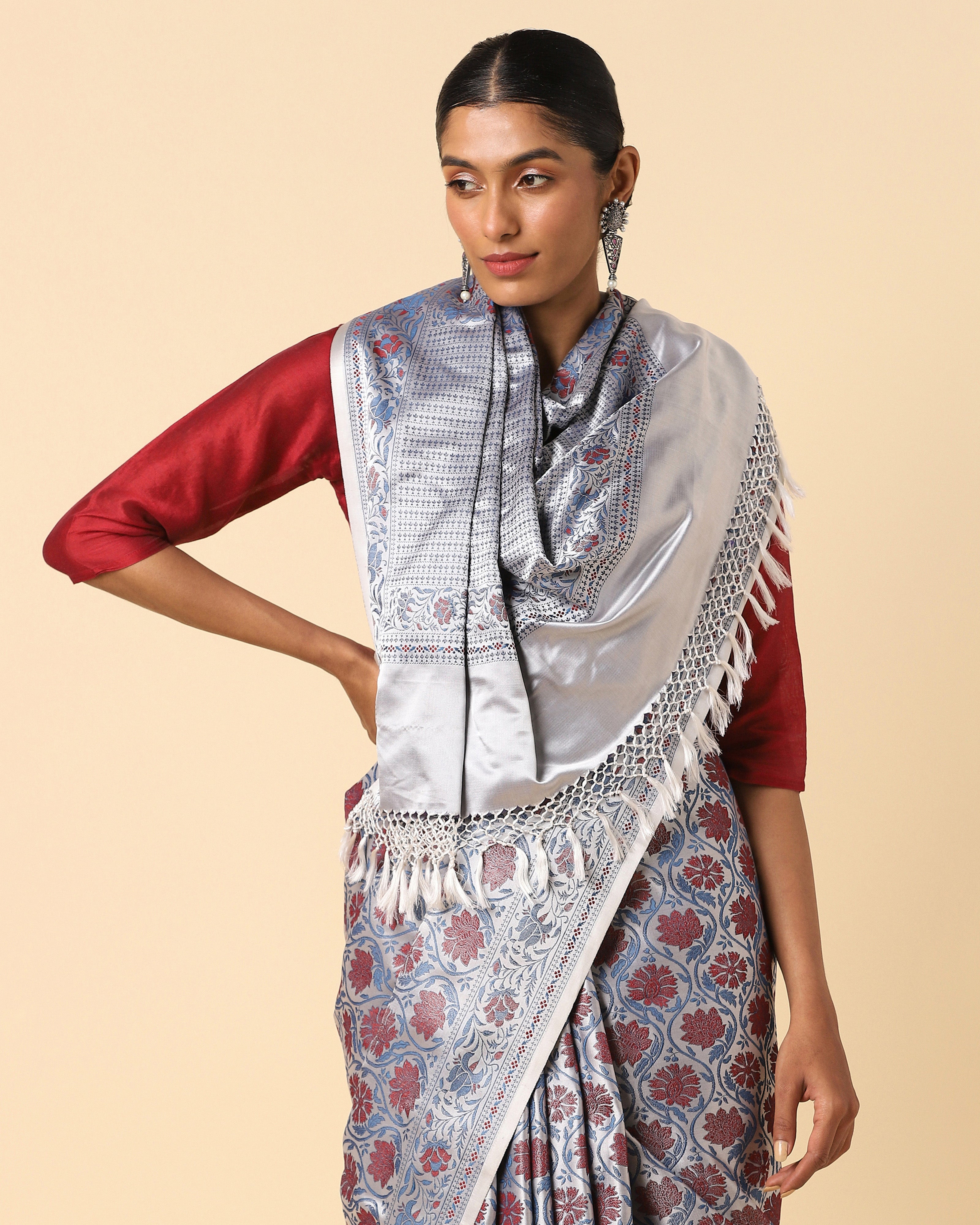 Jasper Banarasi Tanchoi Silk Saree