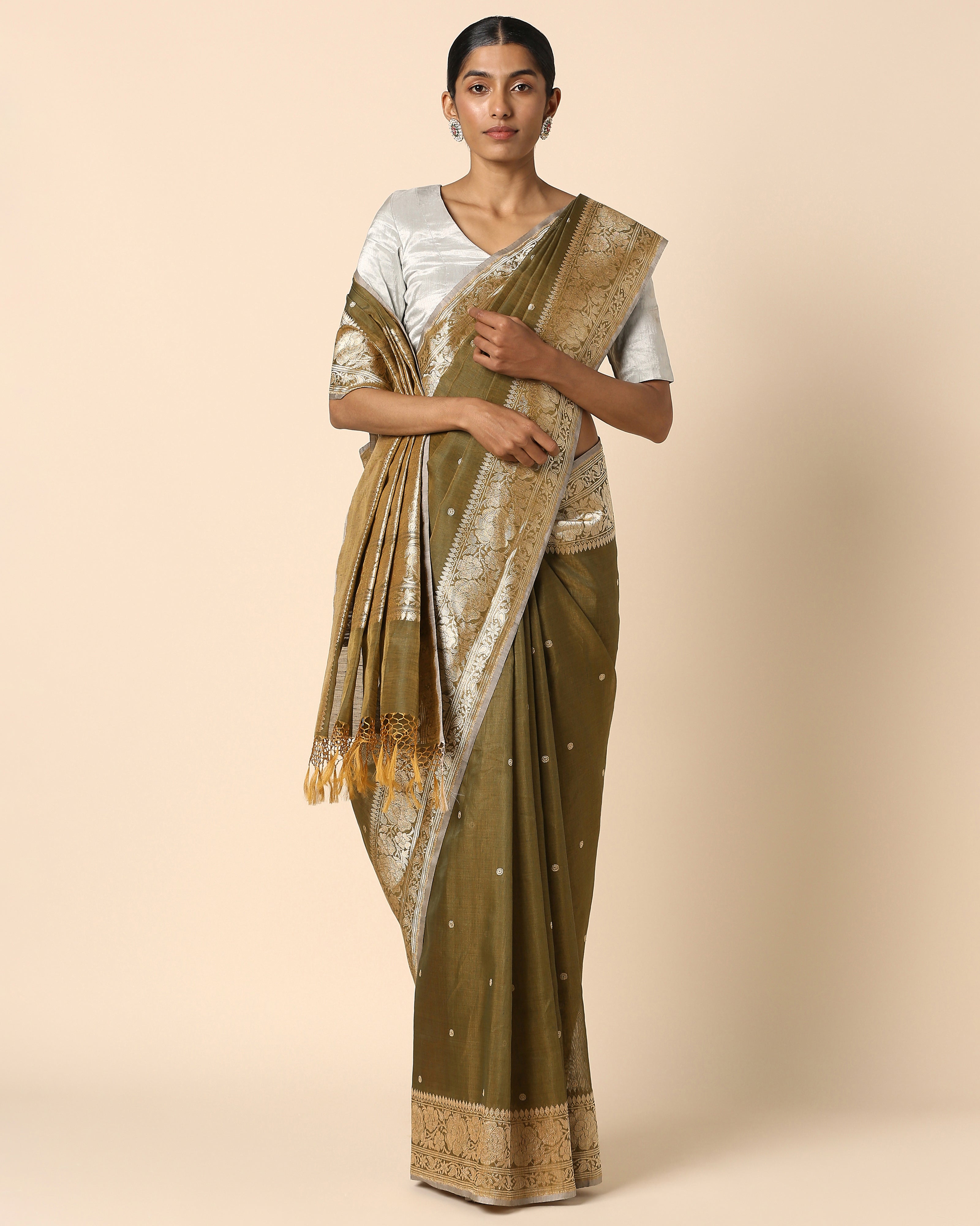Snigdha Banarasi Kadwa Silk Linen Saree