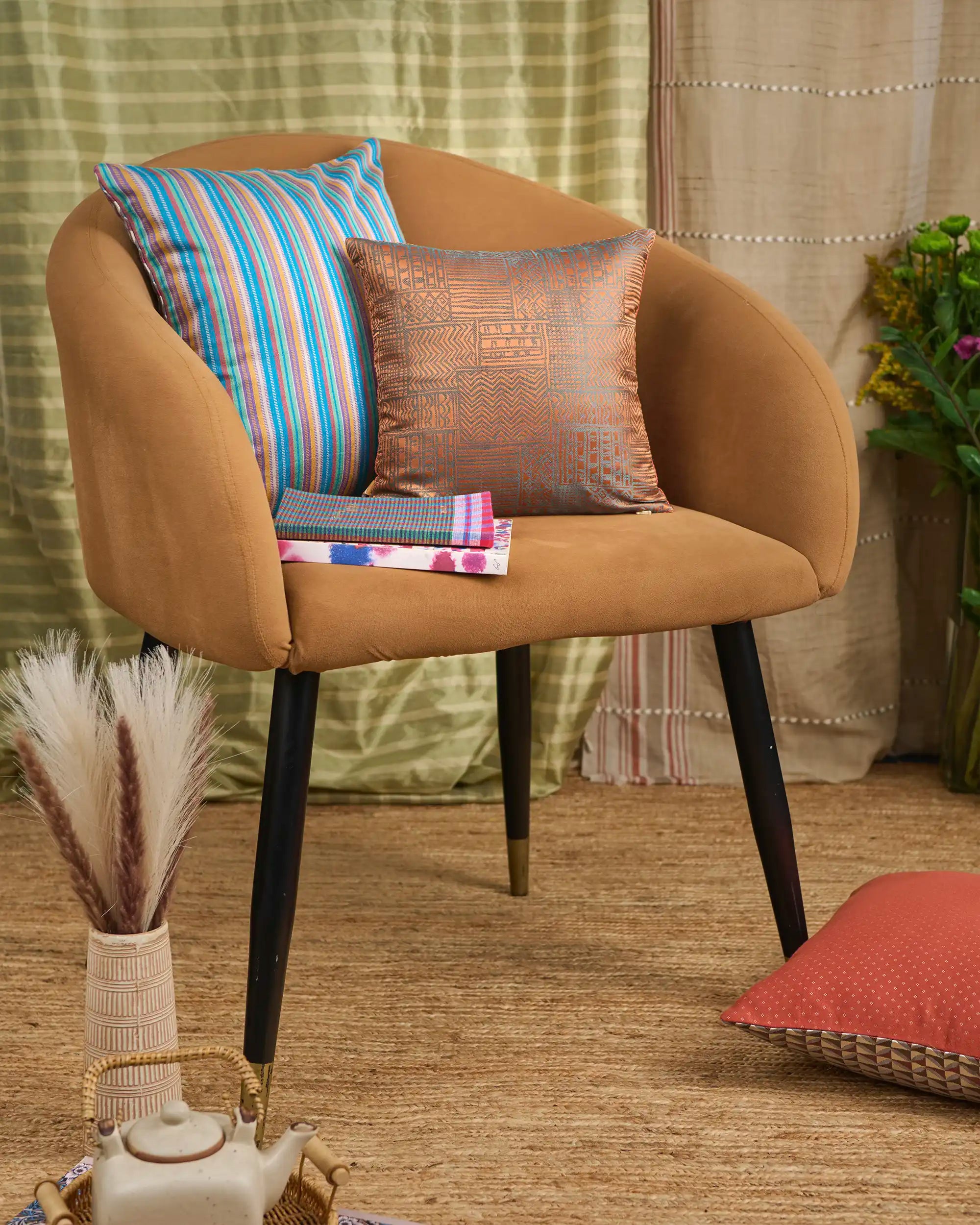 Meenara Banarasi Tanchoi Silk Cushion Cover