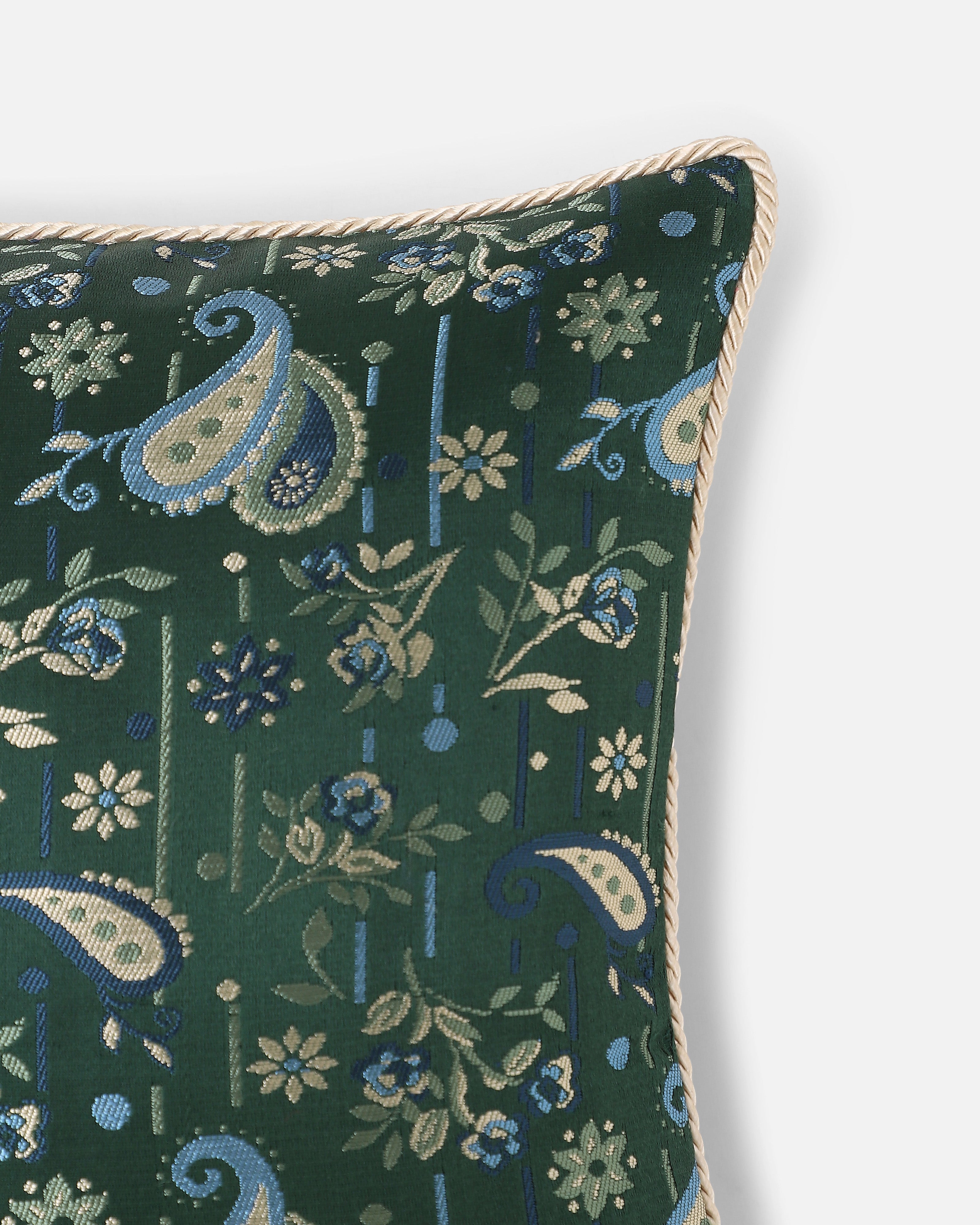 Kostya Banarasi Satin Brocade Silk Viscose Cushion Cover