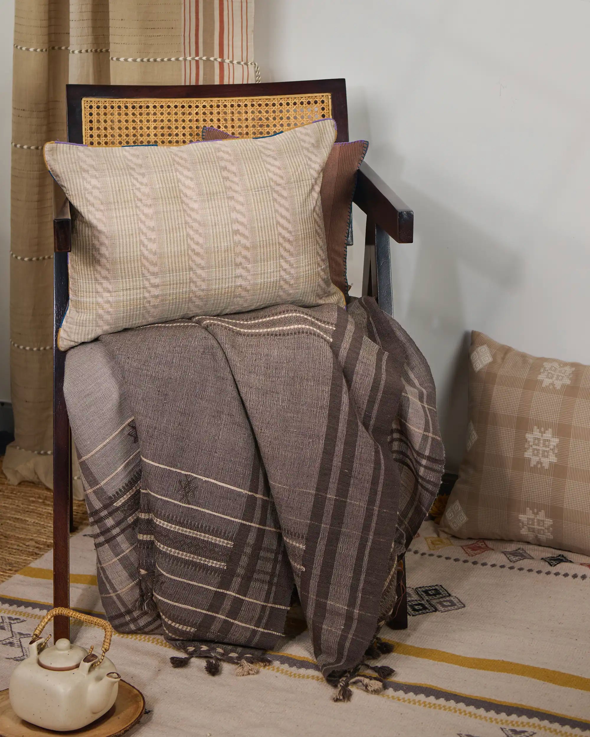 Suya Pochampally Warp Ikat Silk Cushion Cover