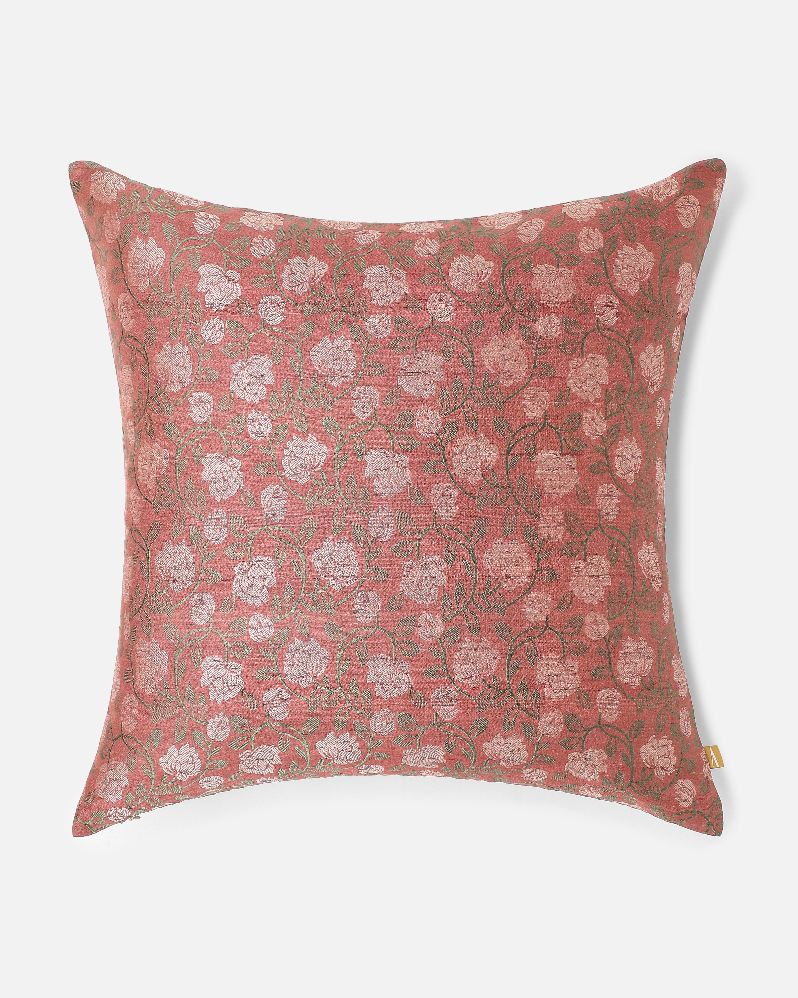 Rozza Banarasi Powdi Silk Cushion Cover