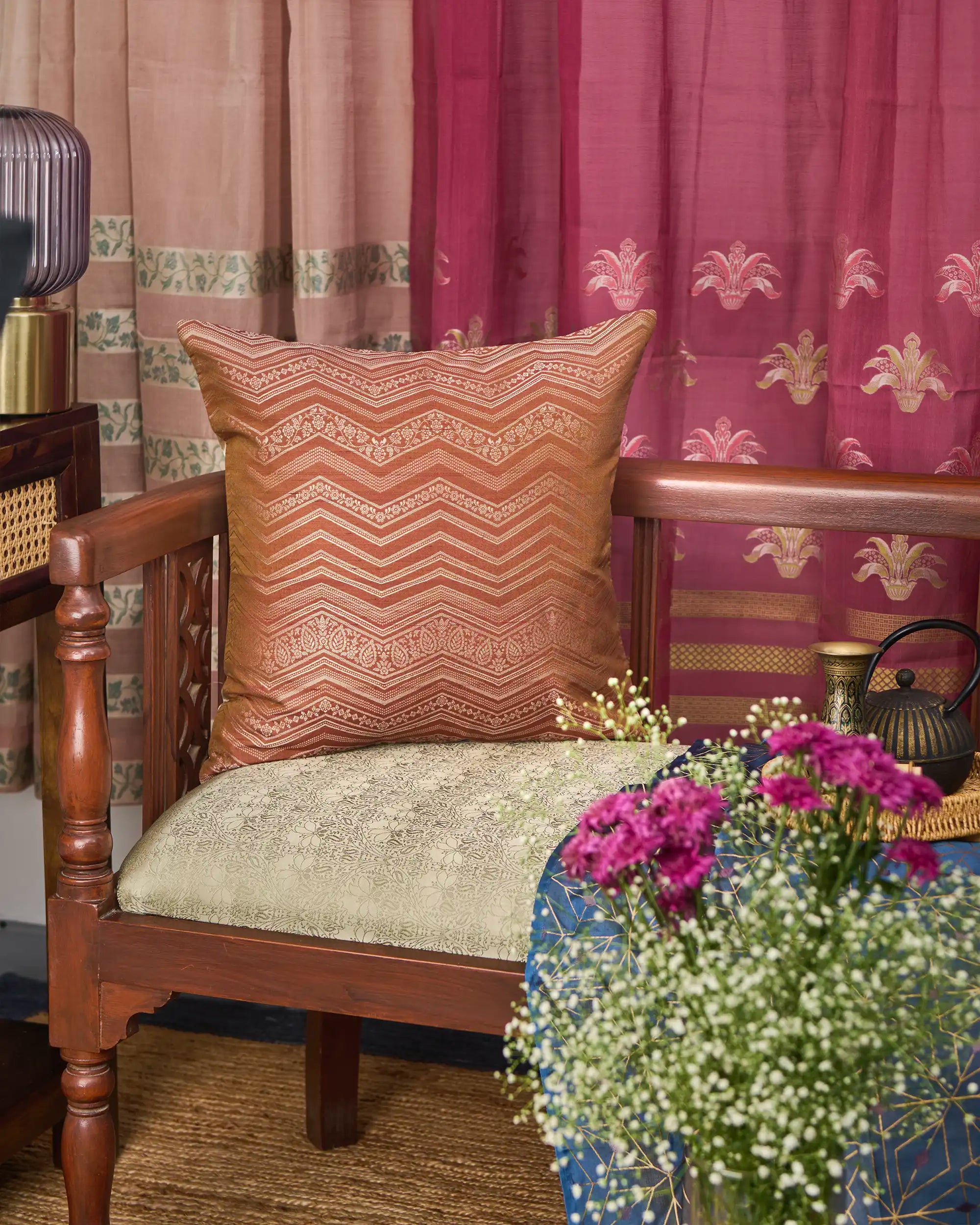 Kholm Banarasi Powdi Silk Cushion Cover