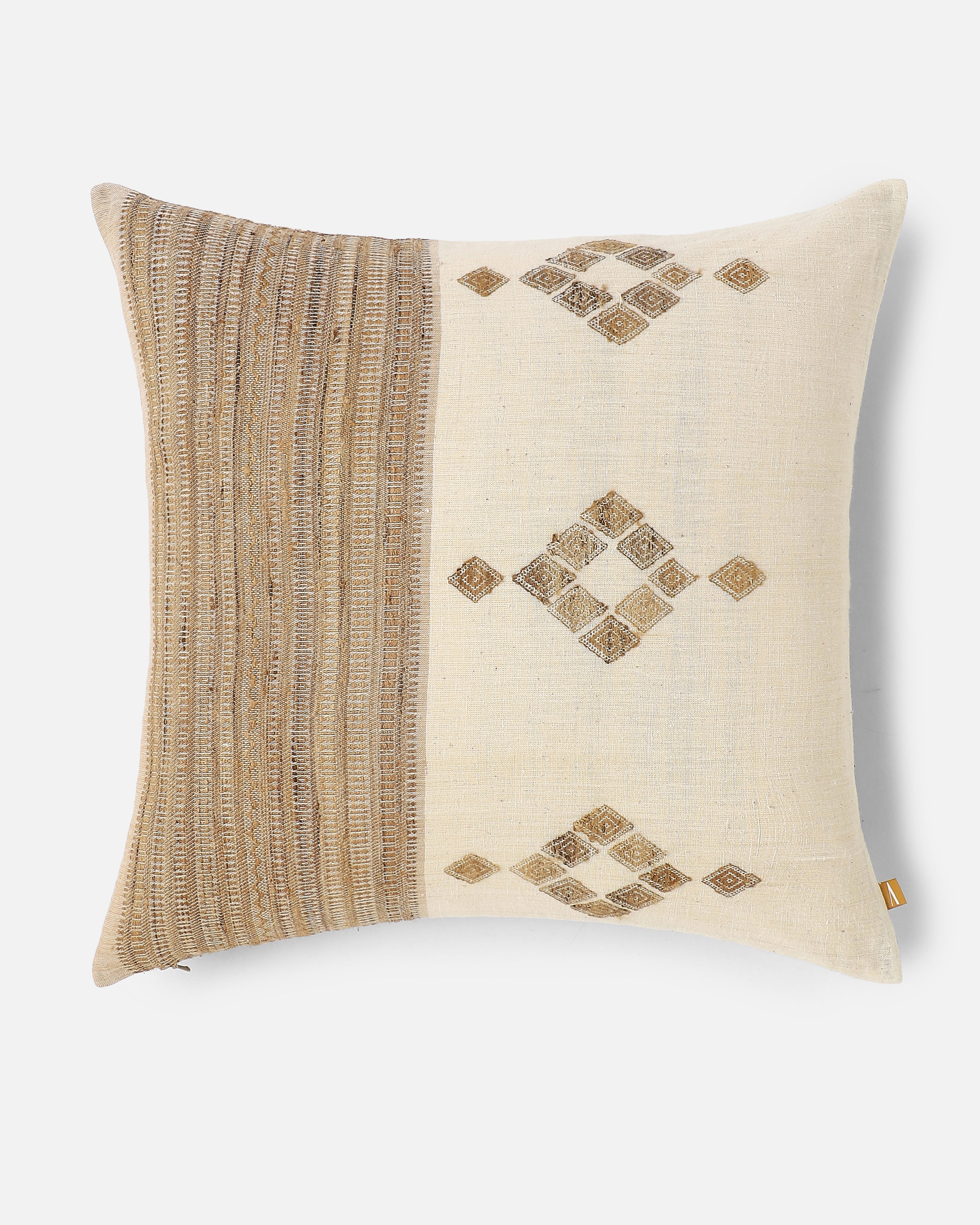 Qala Bhujodi Extra Weft Cotton Cushion Cover