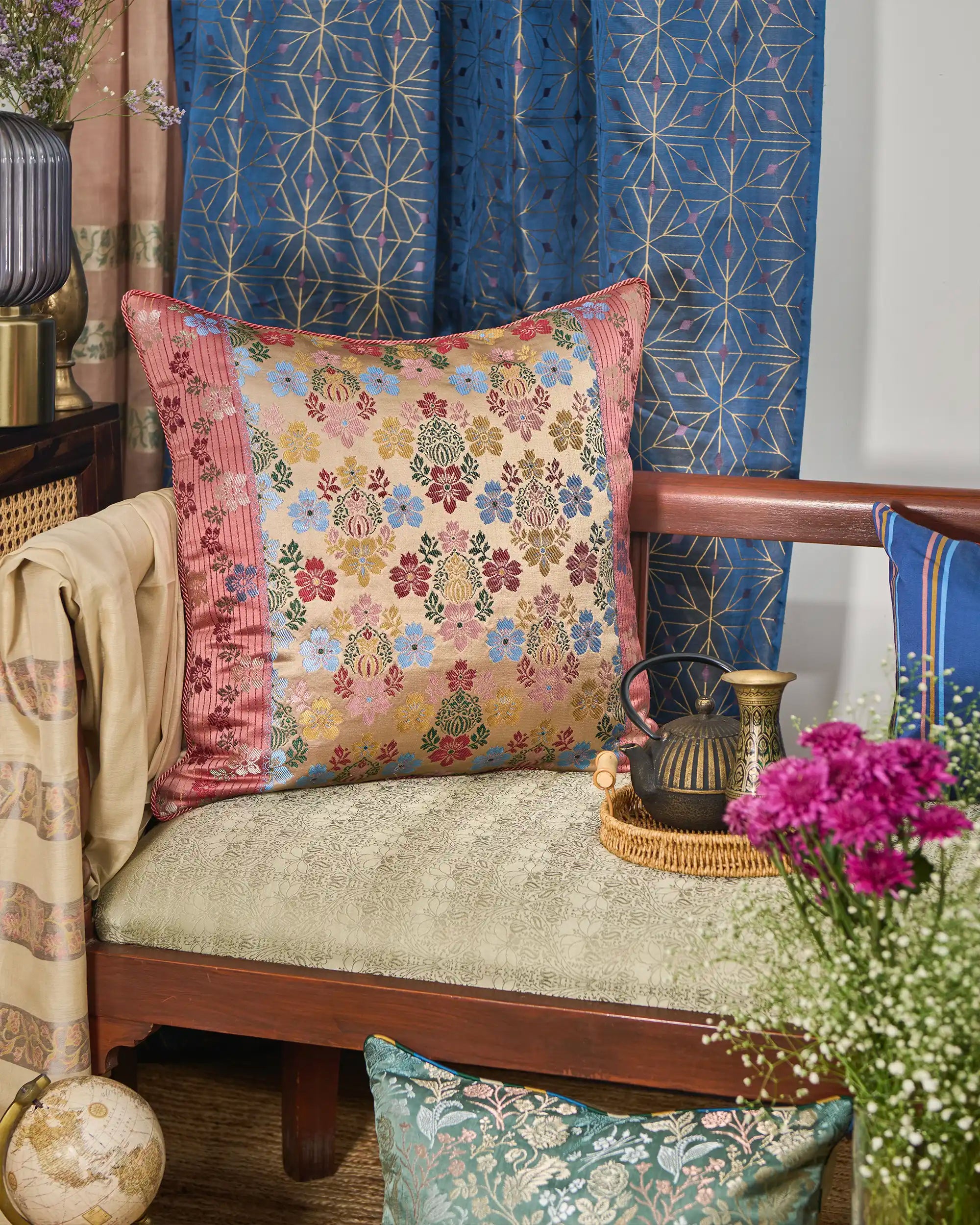 Dina Banarasi Gyasar Silk Viscose Cushion Cover