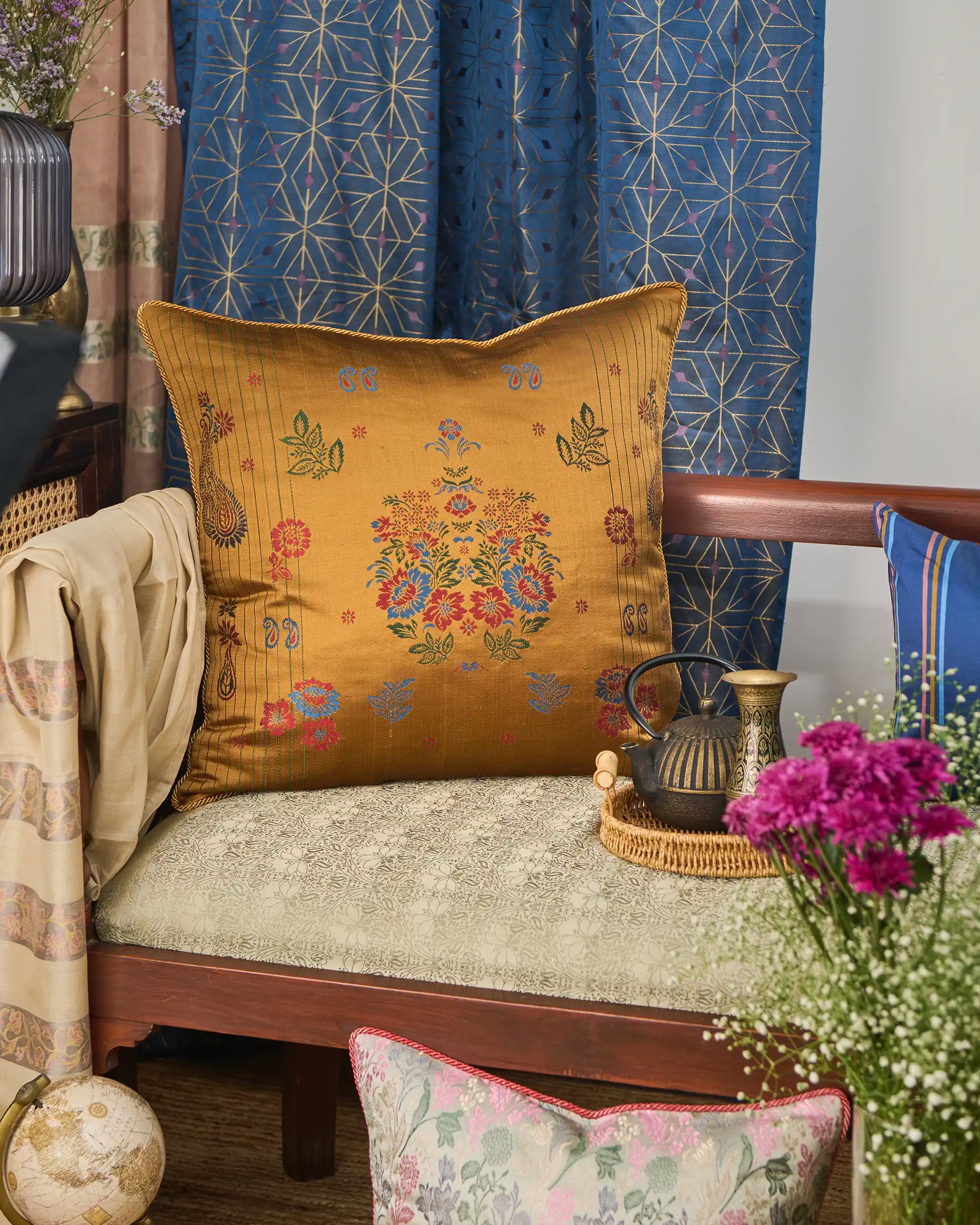 Raya Banarasi Gyasar Silk Viscose Cushion Cover