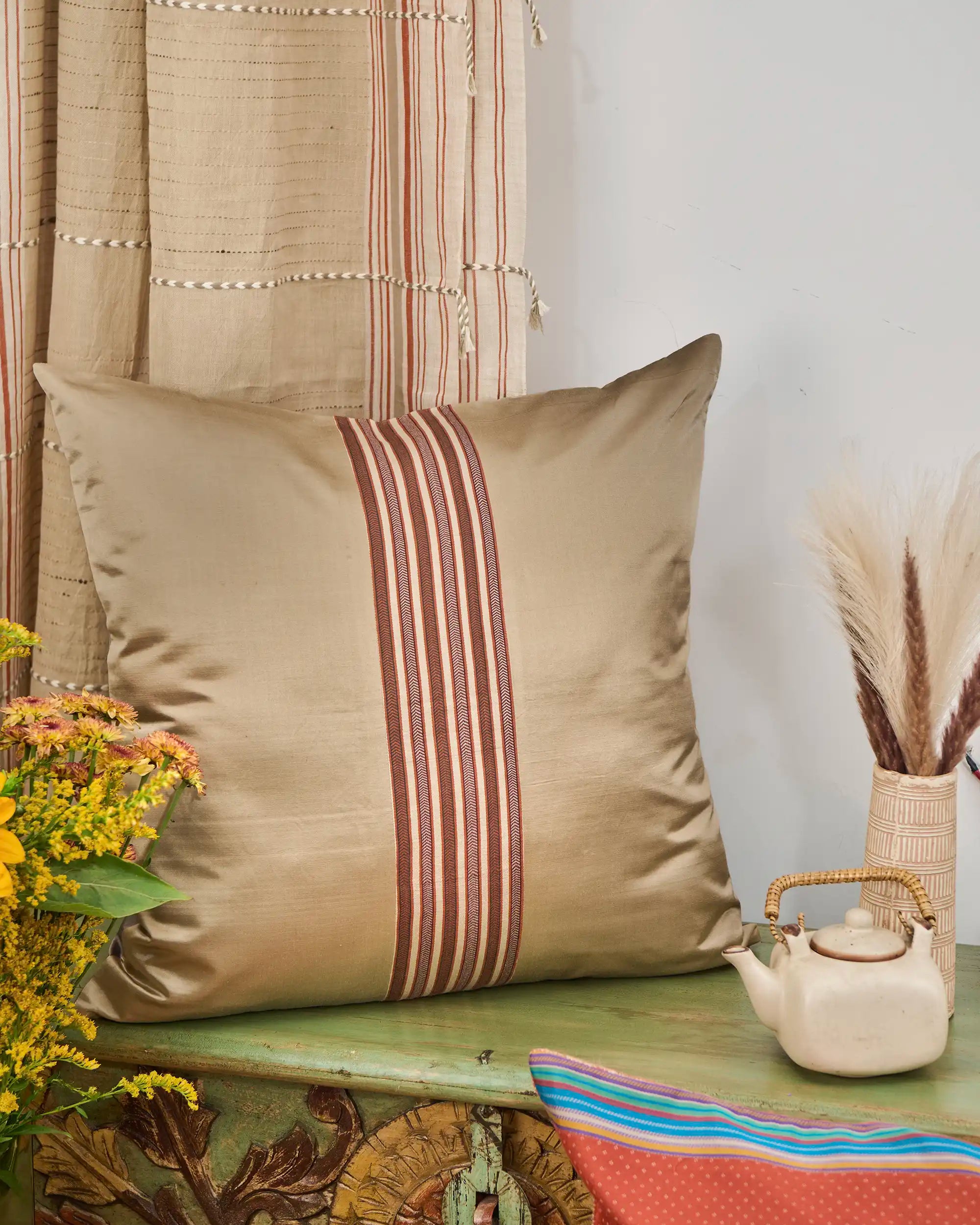 Megh Banarasi Satin Silk Cotton Cushion Cover
