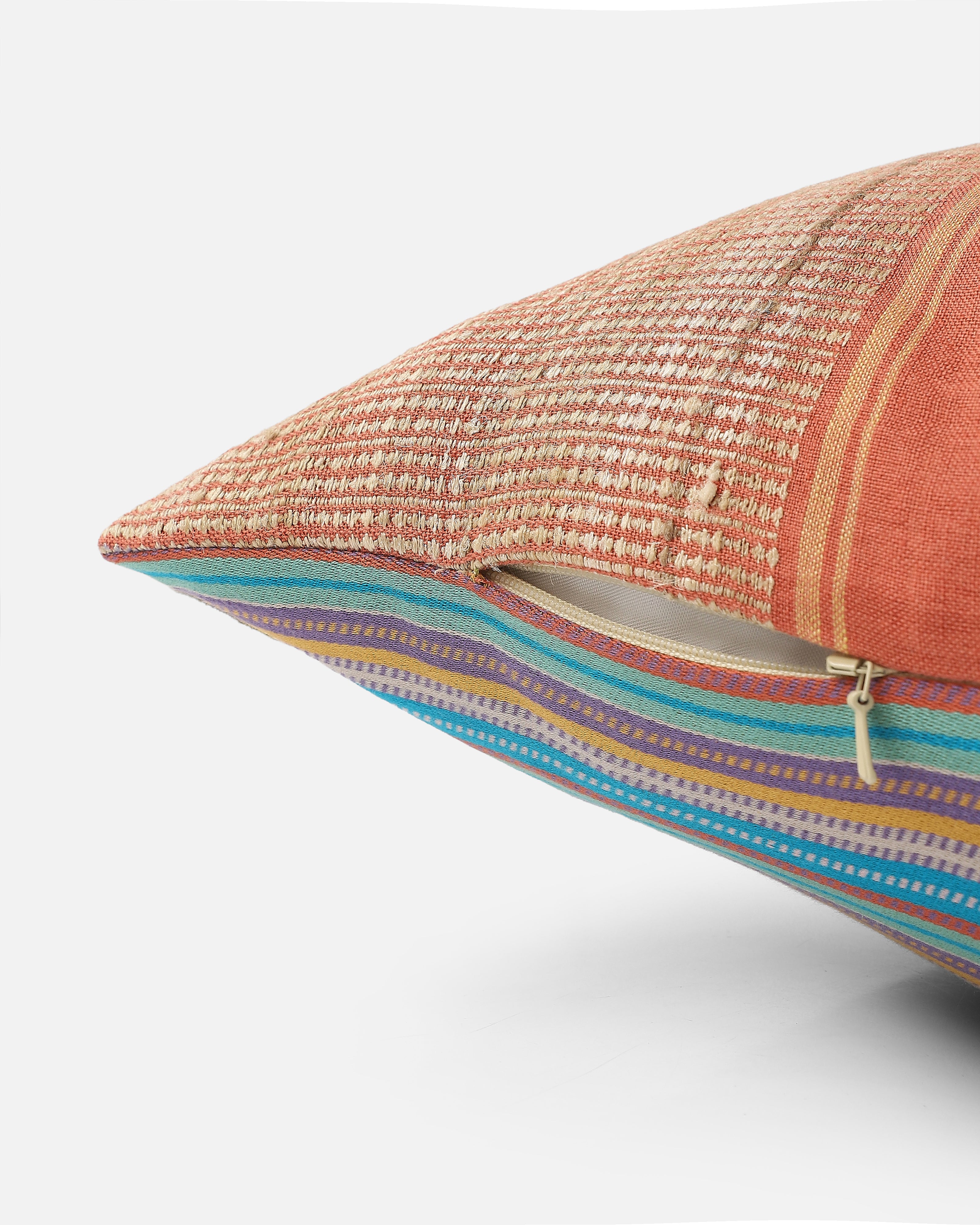 Rhubab Bhujodi Extra Weft Cotton Linen Cushion Cover