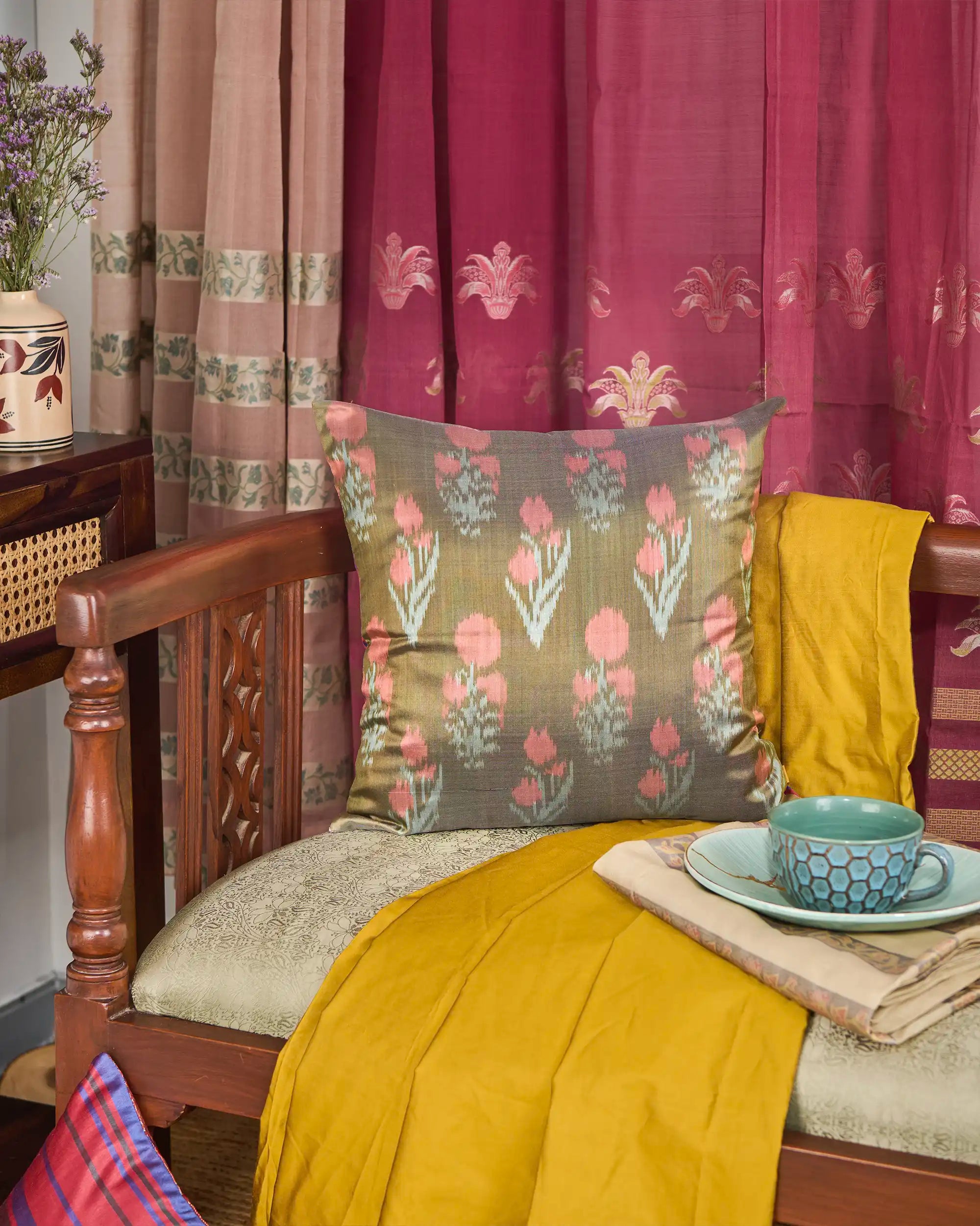 Salith Pochampally Weft Ikat Silk Cushion Cover