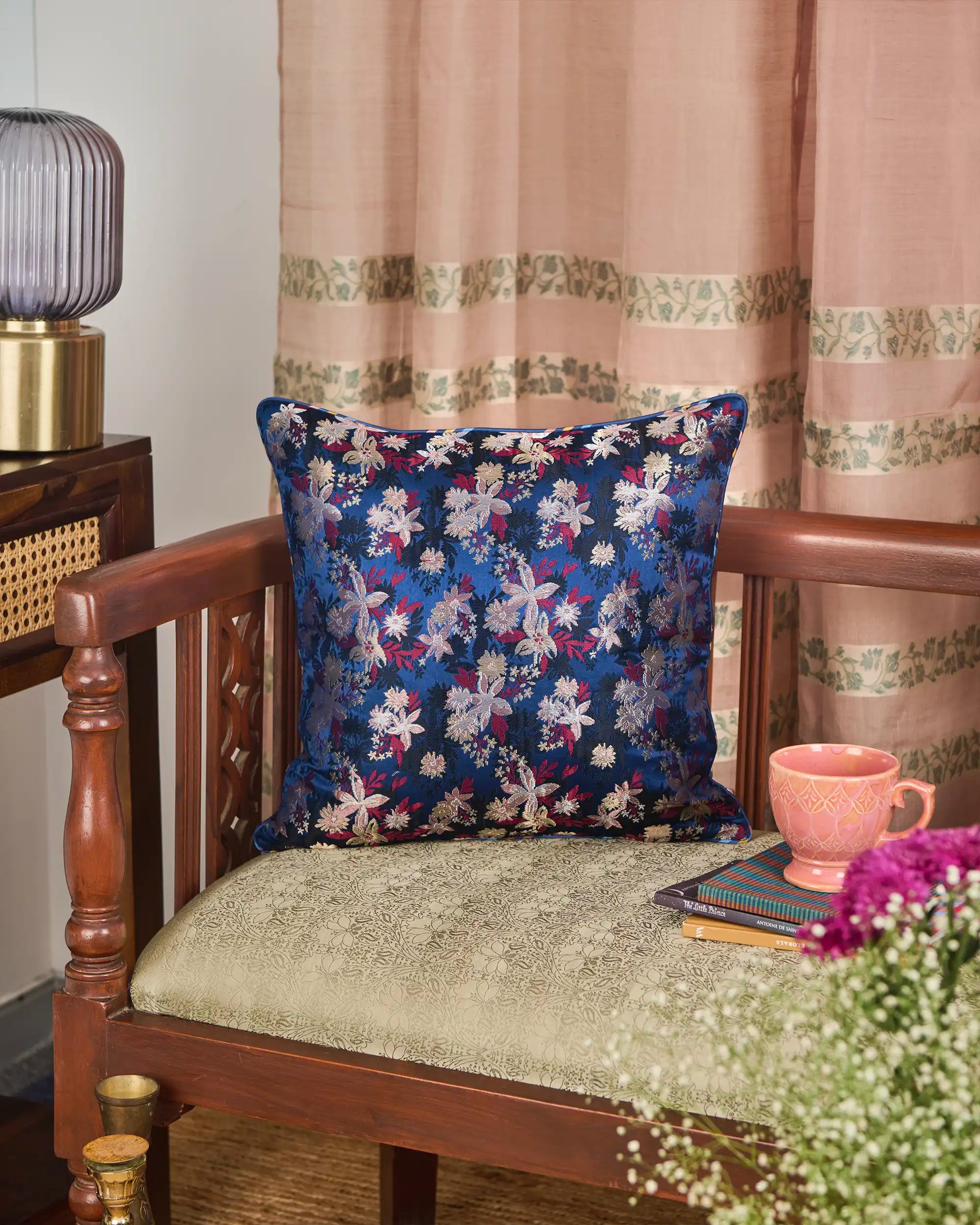 Merai Banarasi Brocade Silk Viscose Cushion Cover