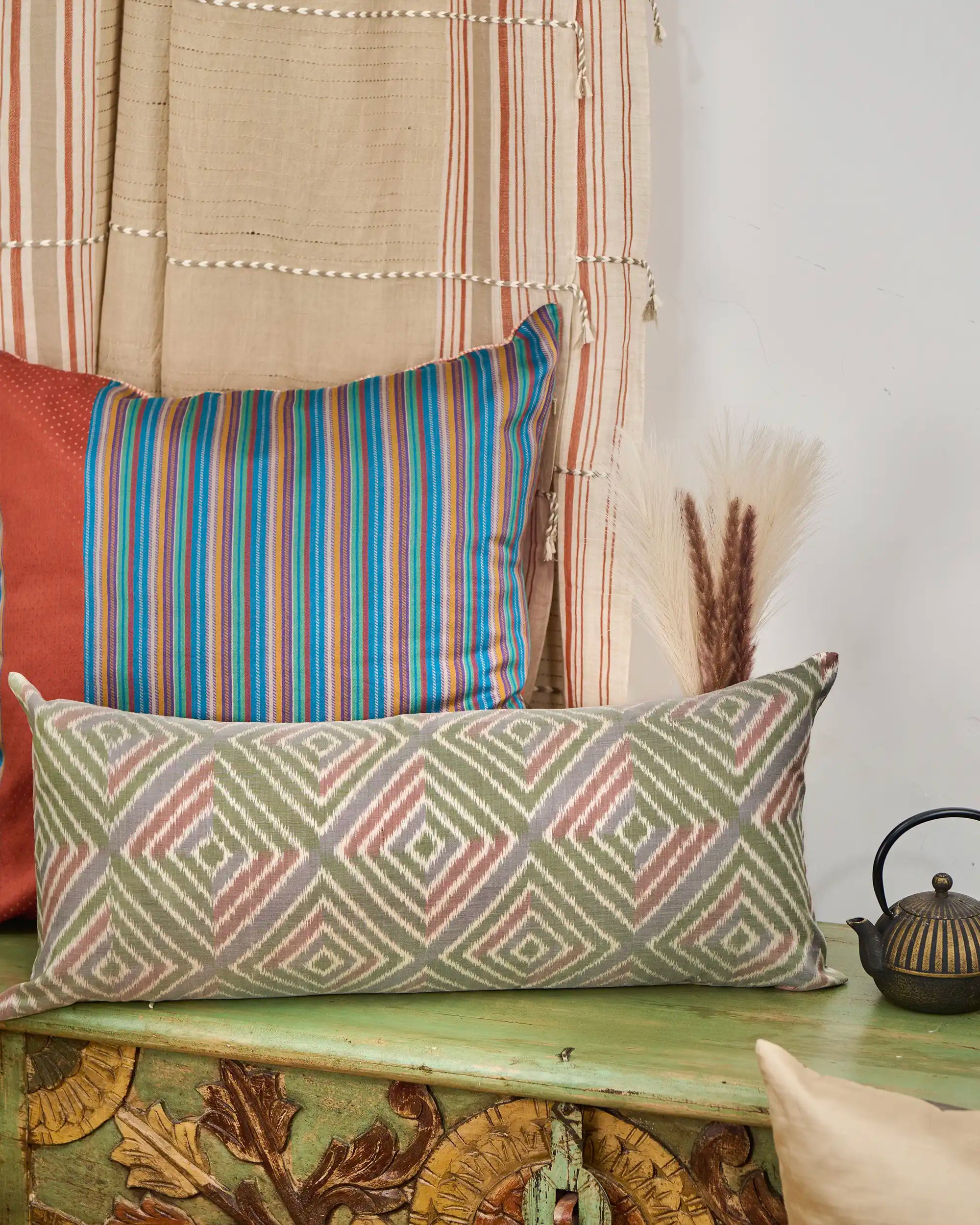Sahitya Pochampally Weft Ikat Cotton Silk Cushion Cover