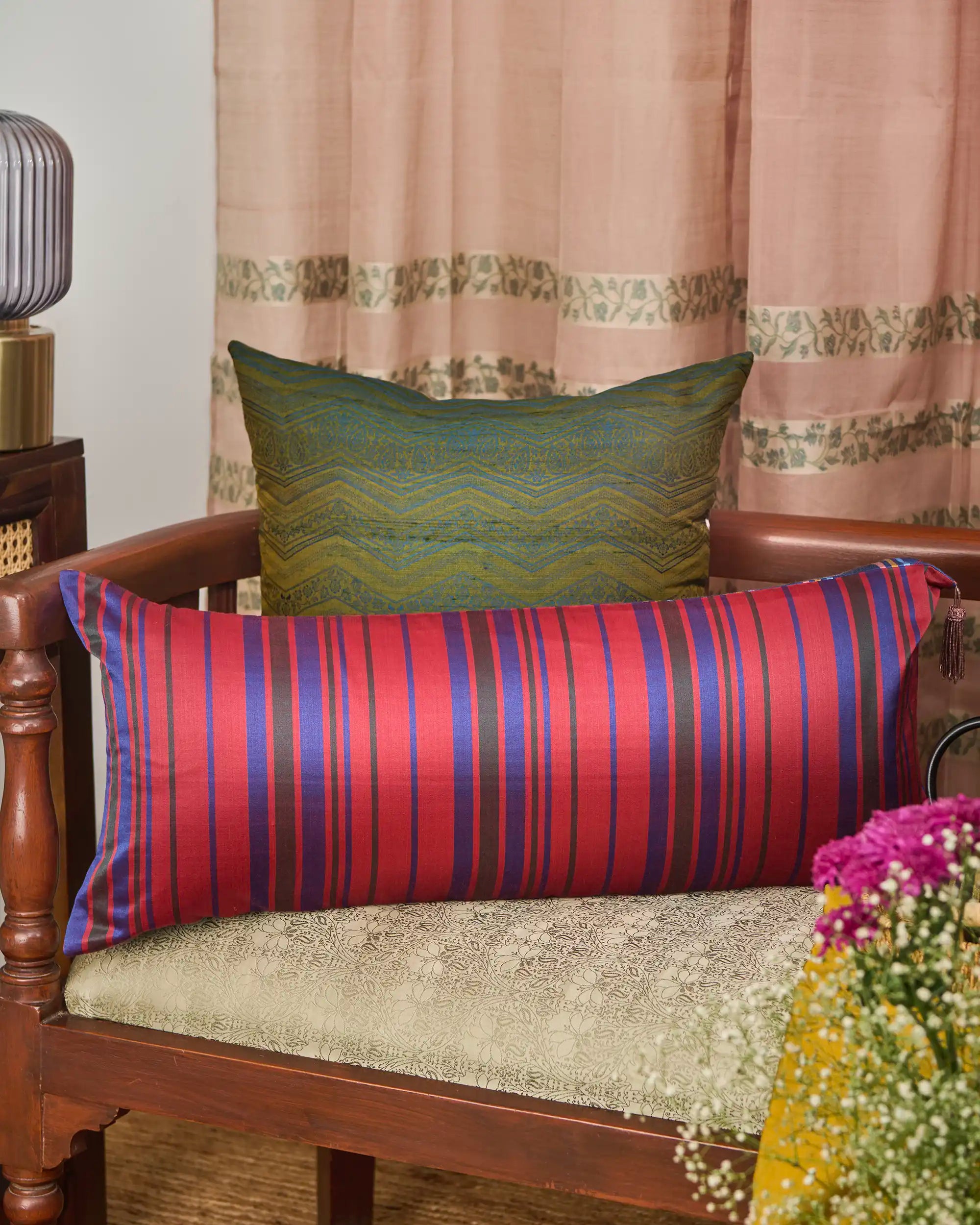 Riddle Banarasi Satin Silk Cotton Cushion Cover