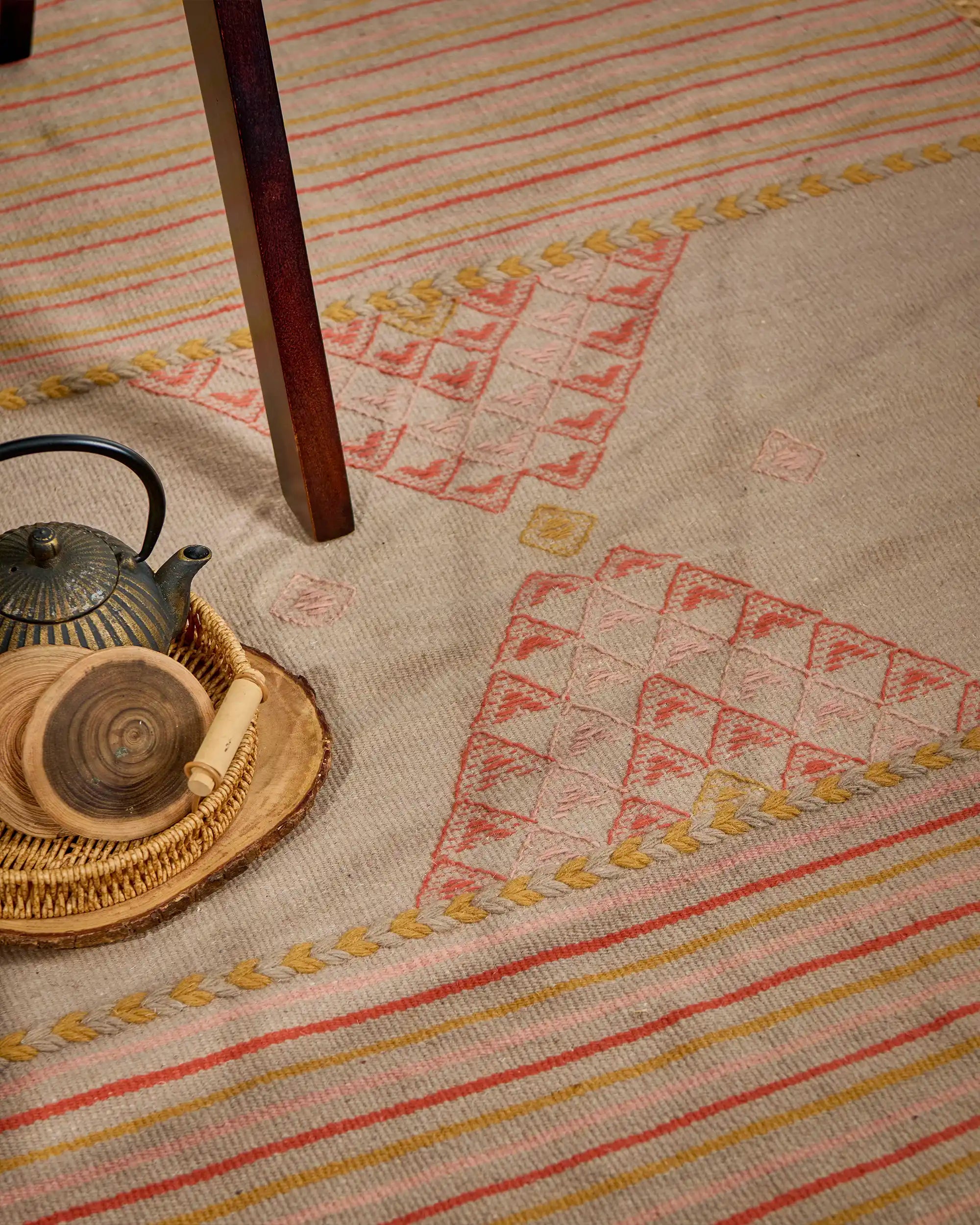 Avni Bhujodi Extra Weft Cotton Wool Rug