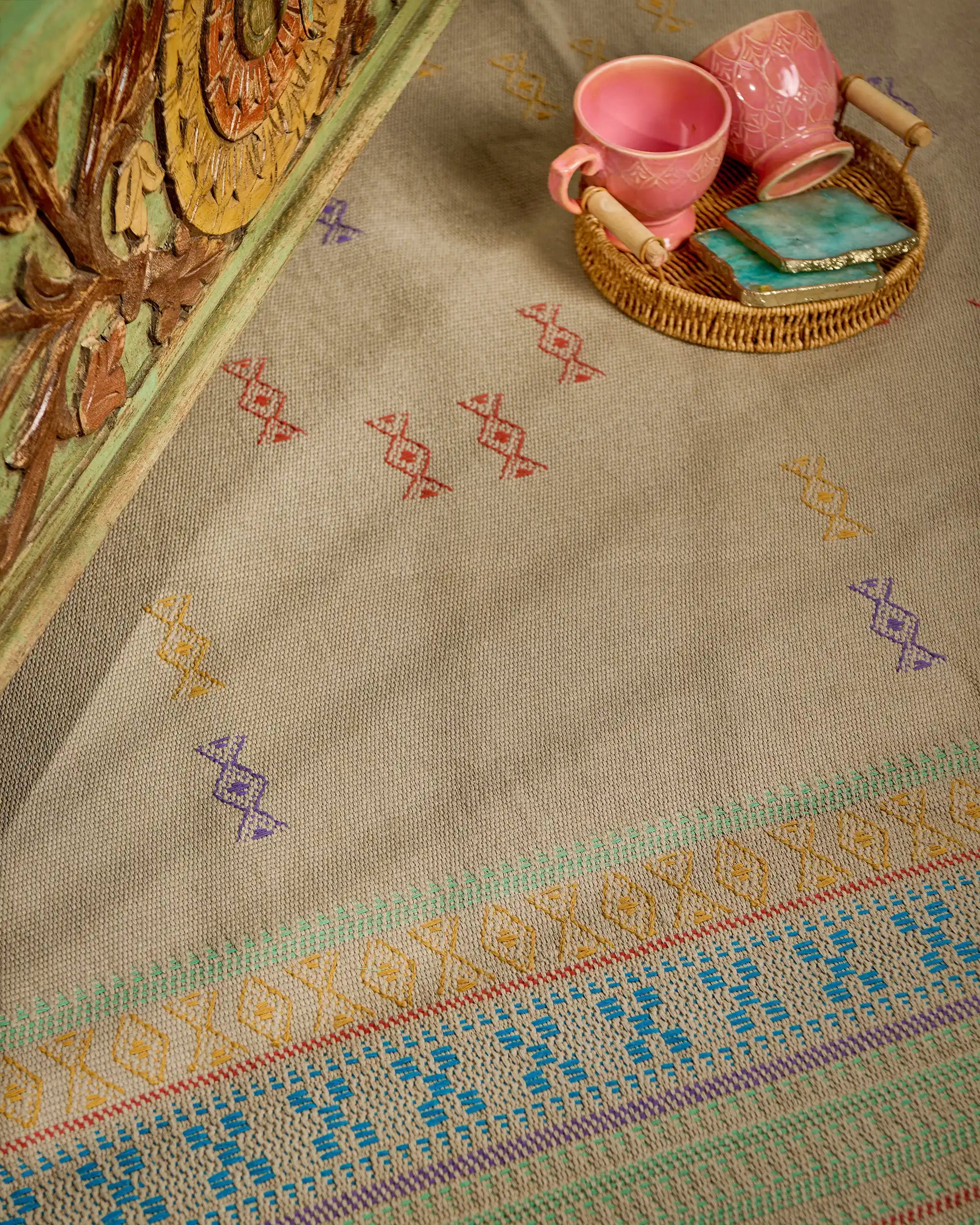 Manan Bhujodi Extra Weft Cotton Rug