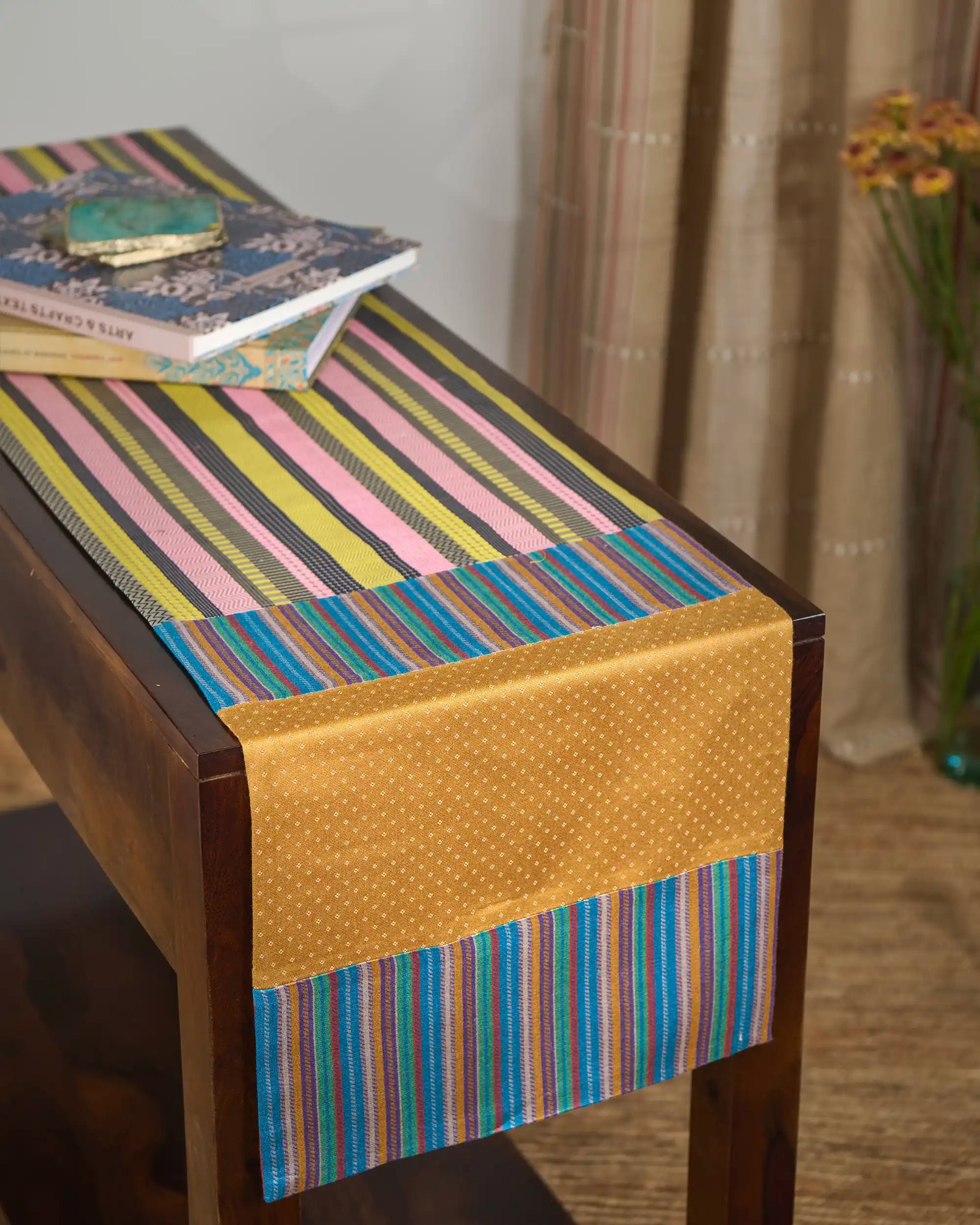 Jaya Banarasi Tanchoi Silk Table Runner