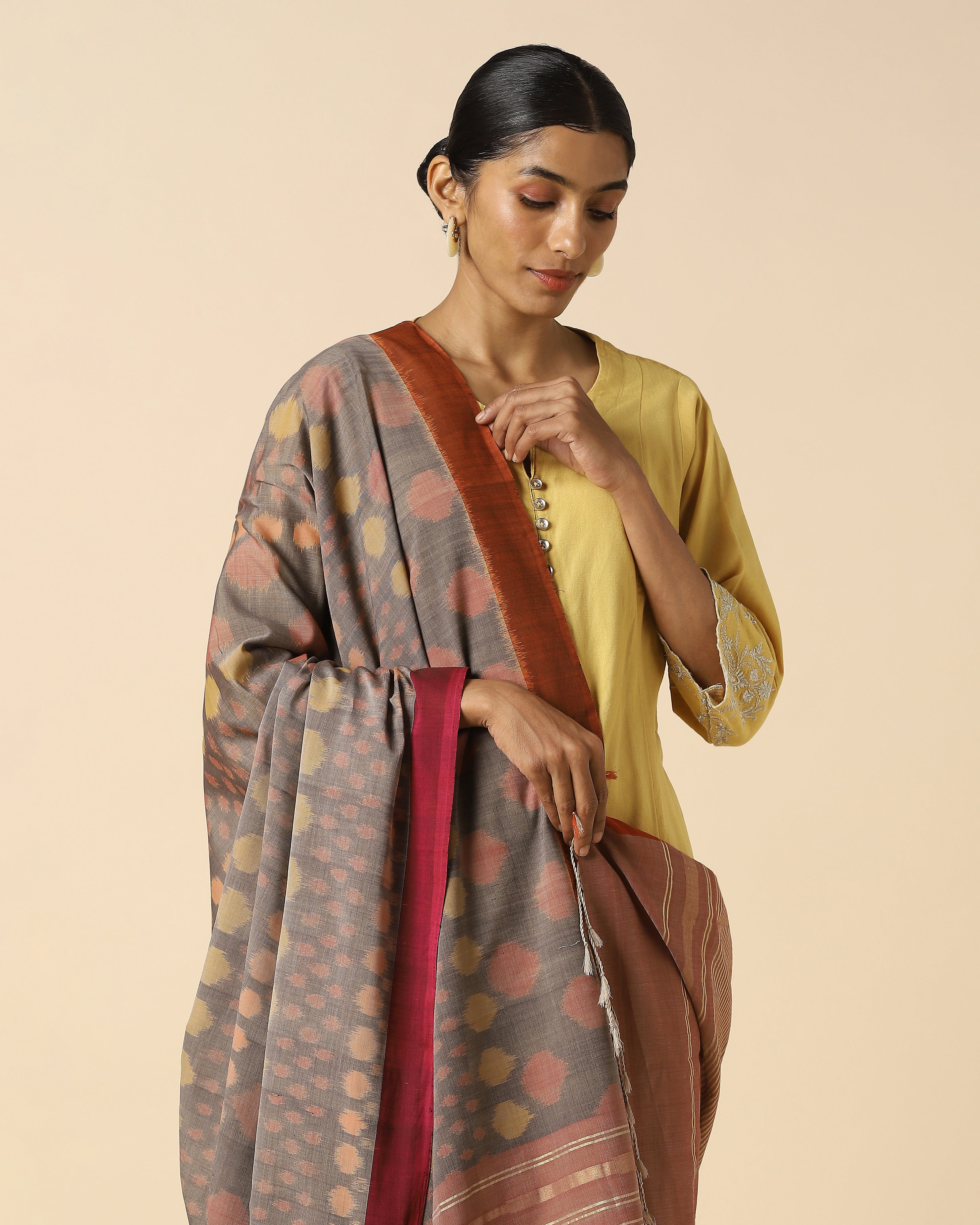 Nurvi Pochampally Weft Ikat Cotton Dupatta