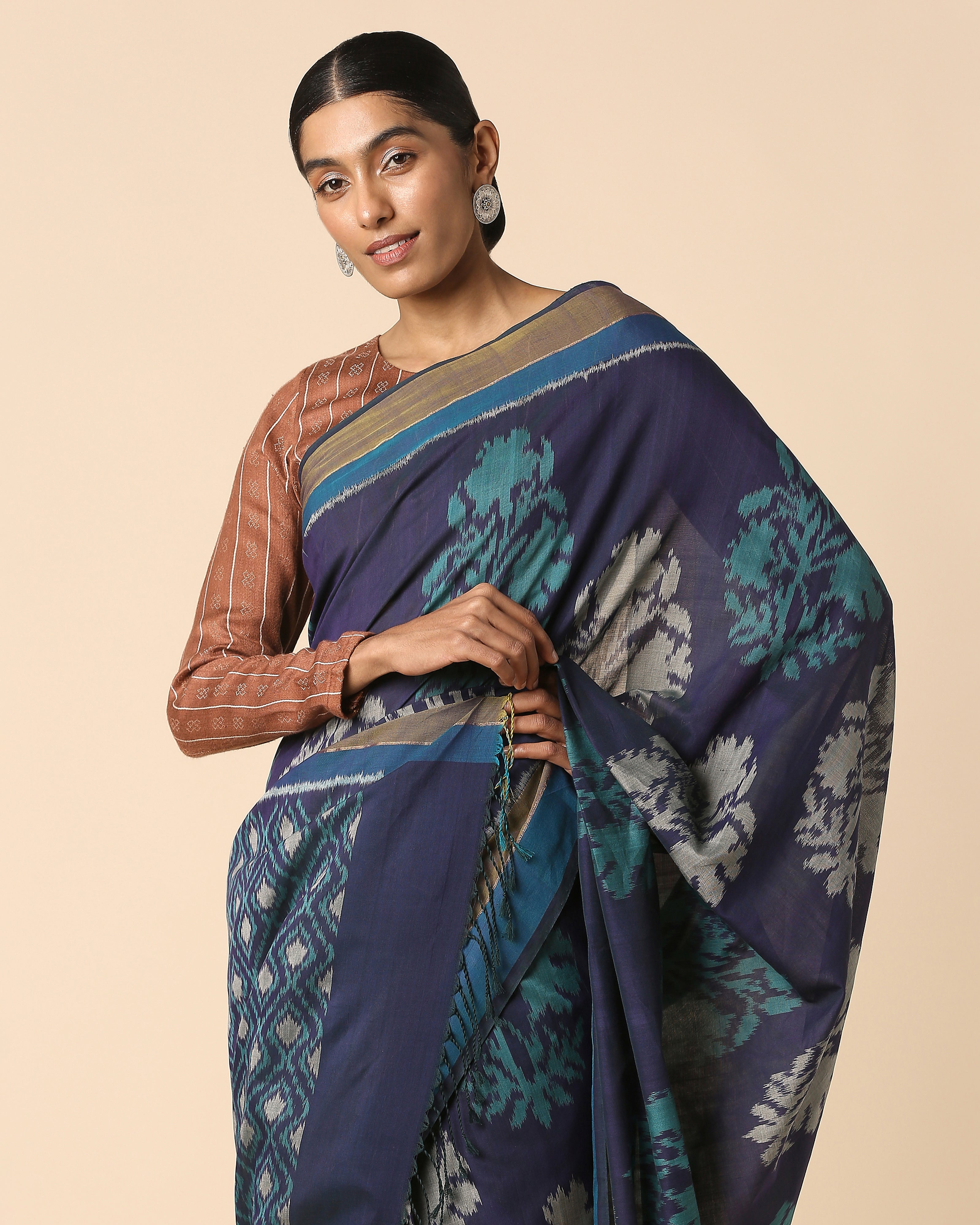 Sheena Pochampally Weft Ikat Cotton Saree