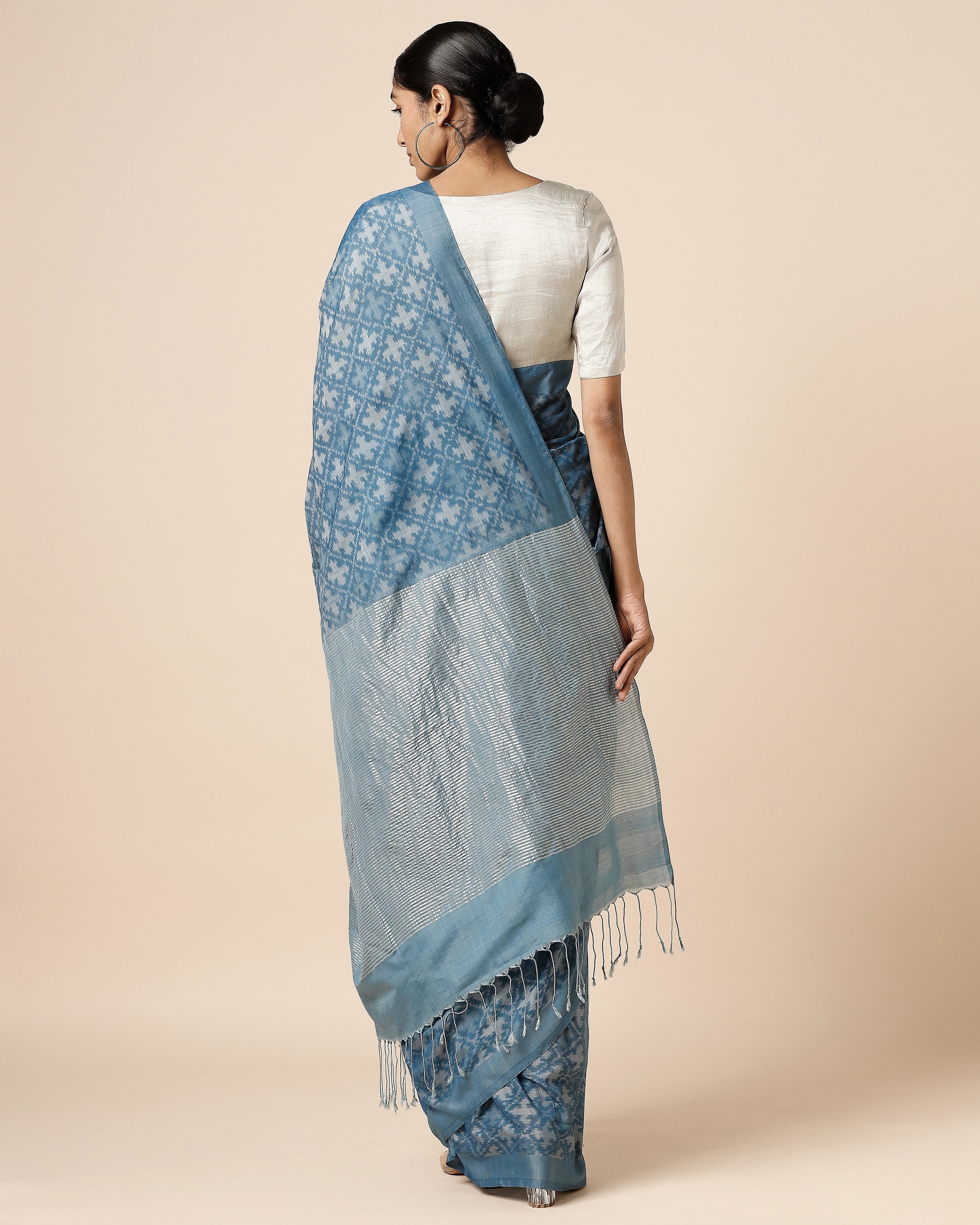 Taran Pochampally Warp Ikat Silk Cotton Saree