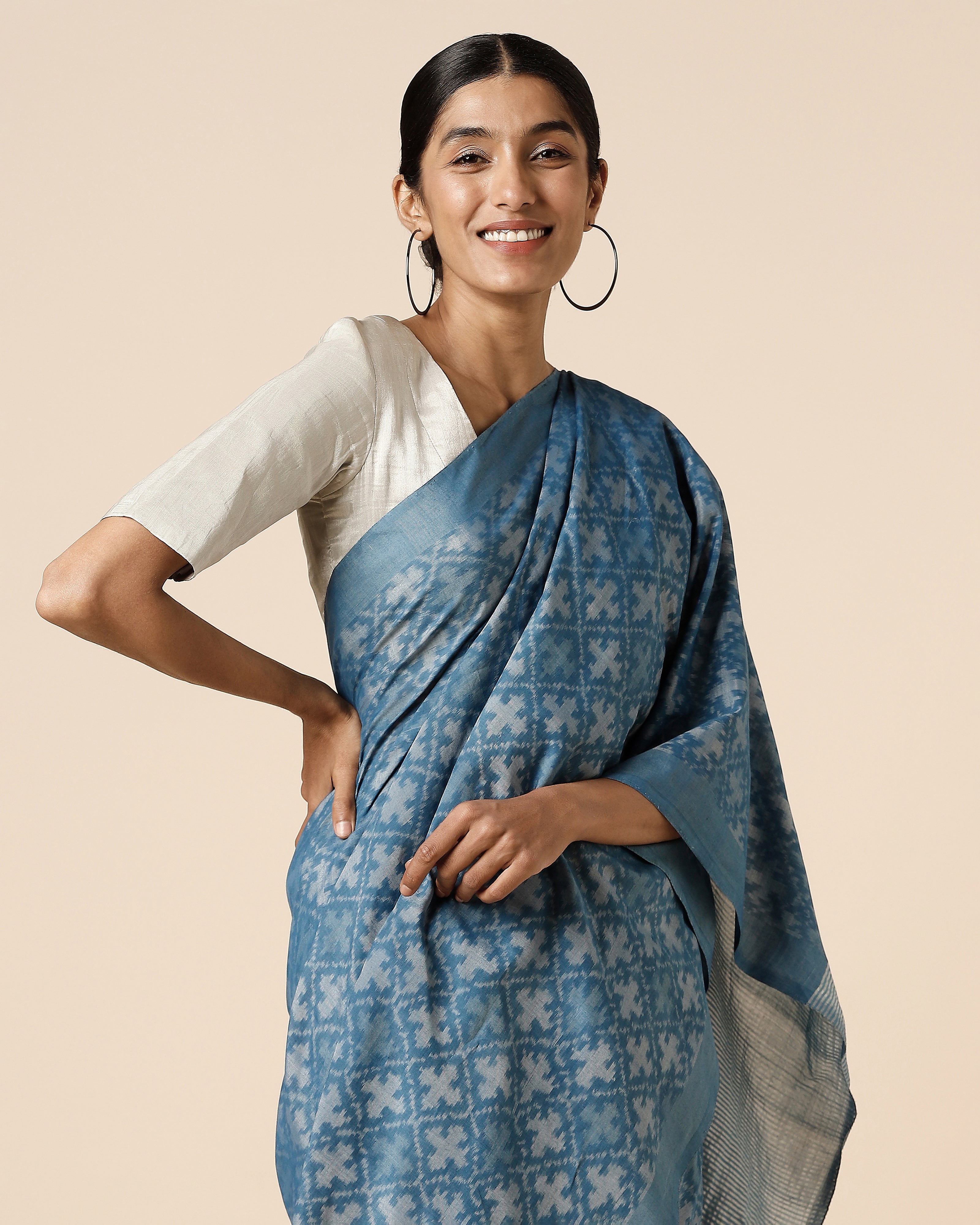 Taran Pochampally Warp Ikat Silk Cotton Saree