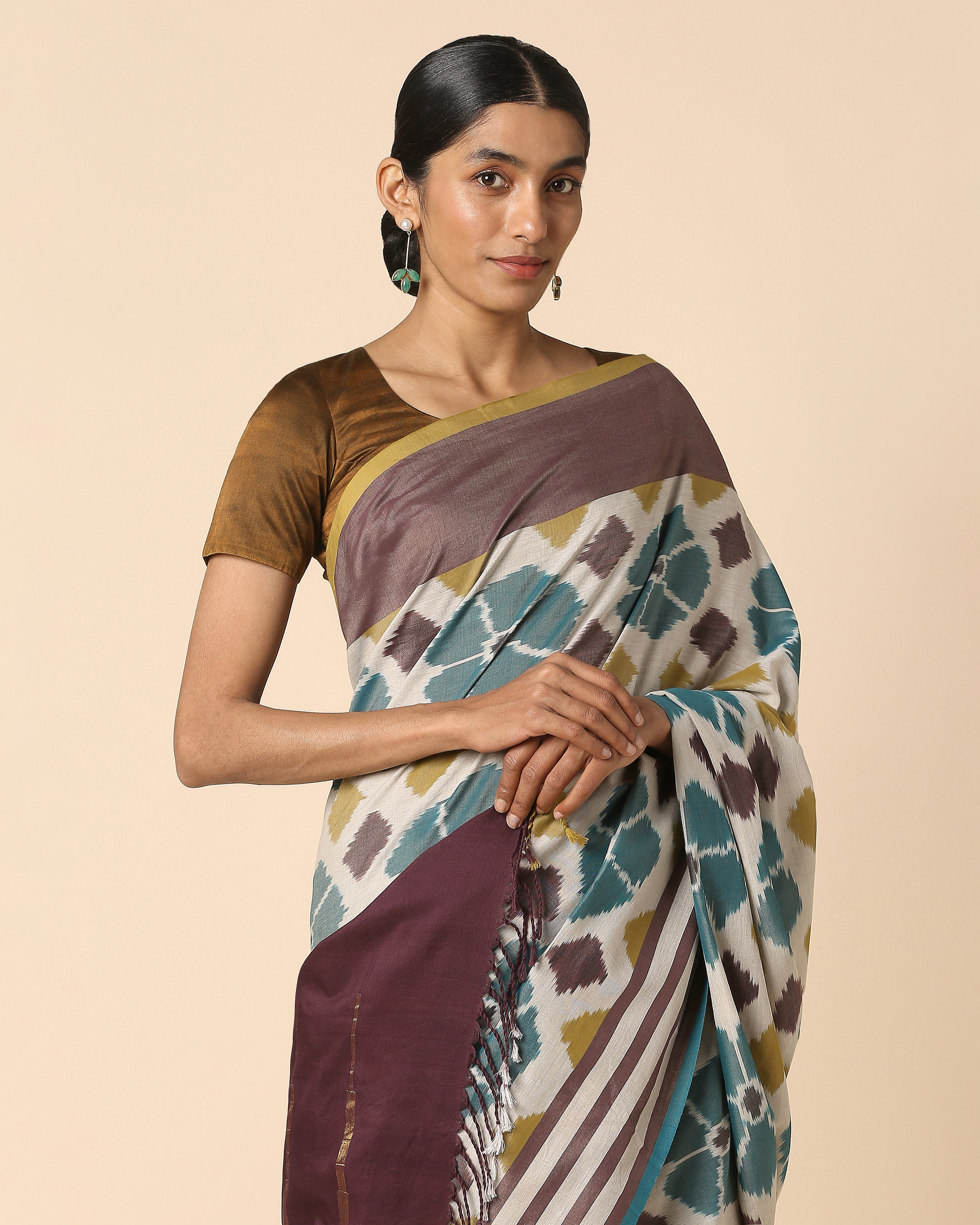 Esta Pochampally Warp Ikat Cotton Saree