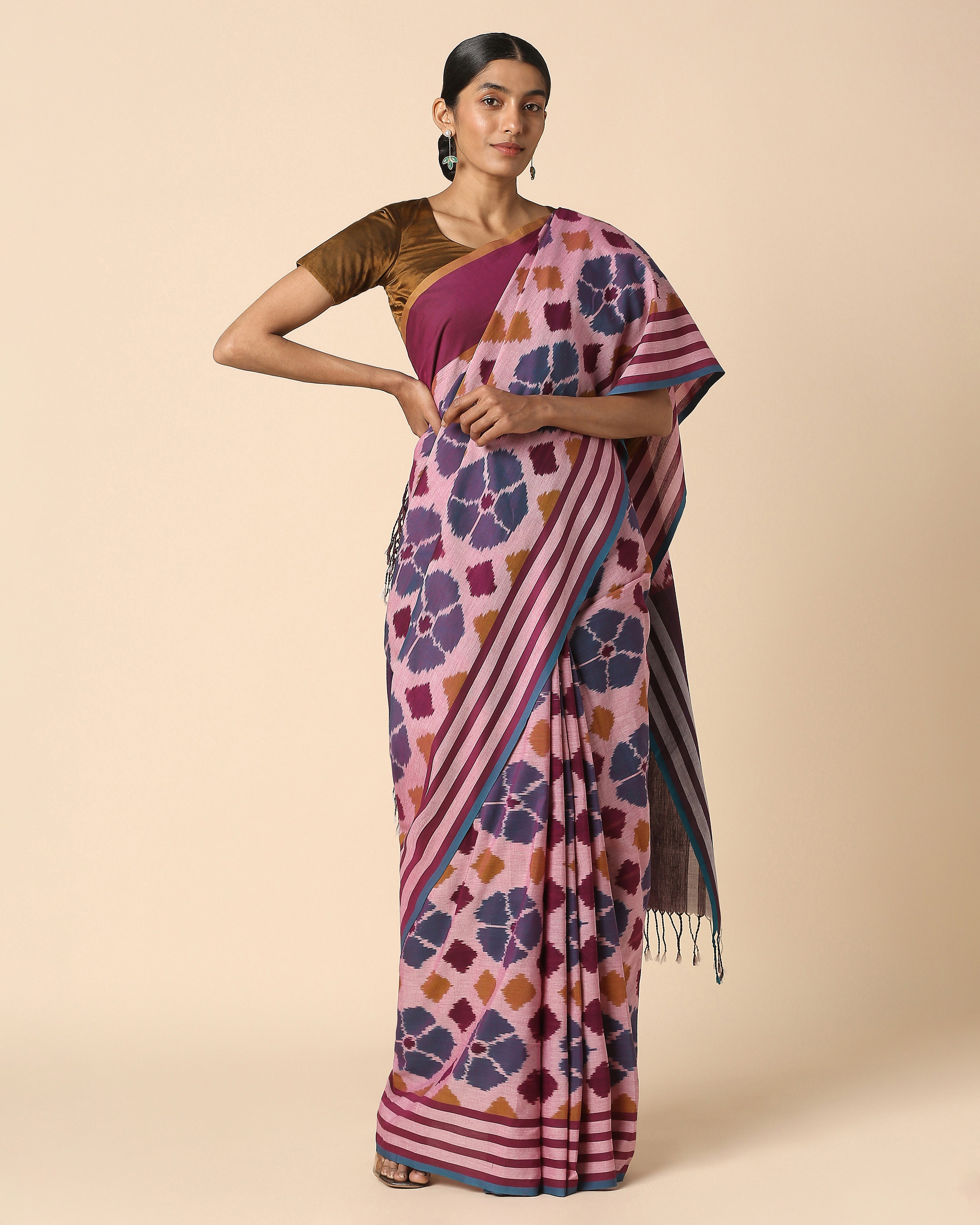 Esta Pochampally Warp Ikat Cotton Saree