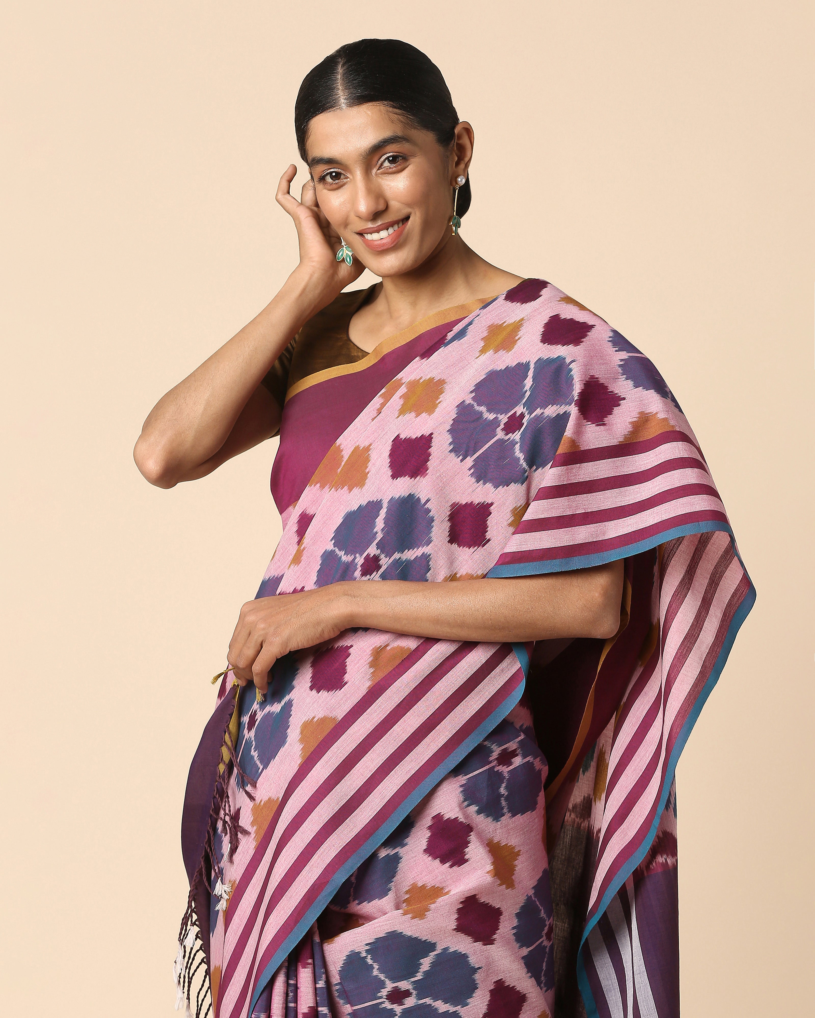 Esta Pochampally Warp Ikat Cotton Saree