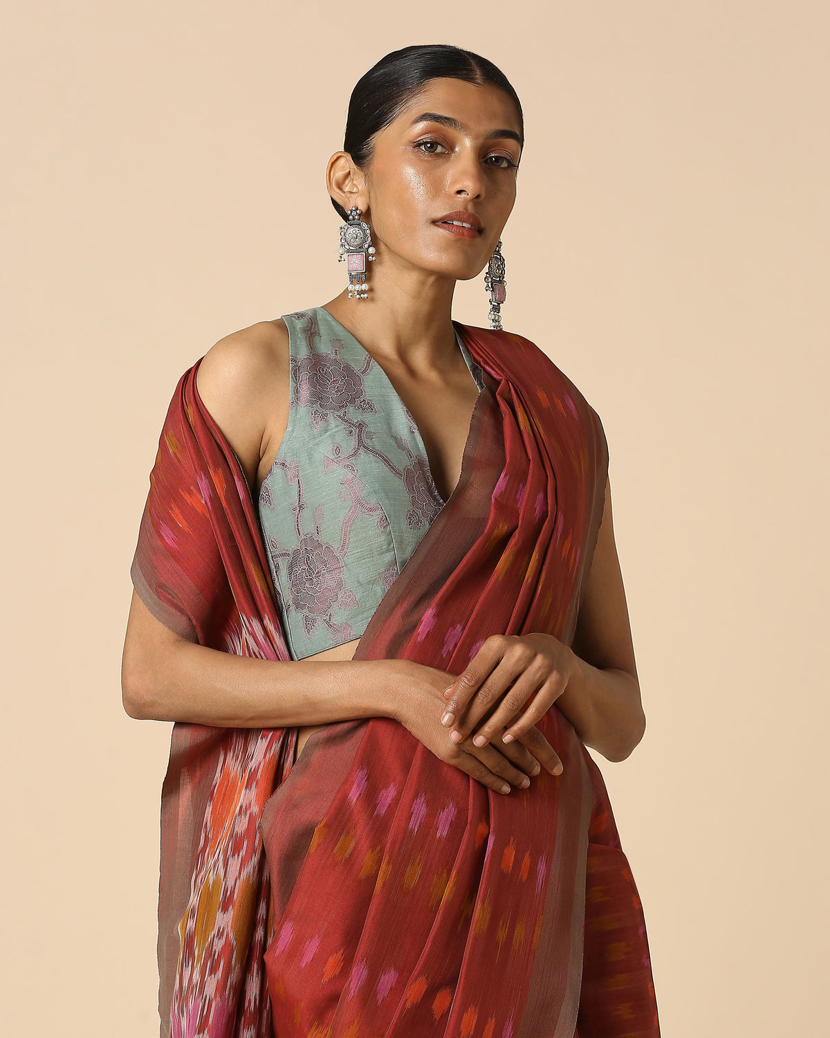 Gamish Pochampally Warp Ikat Cotton Saree