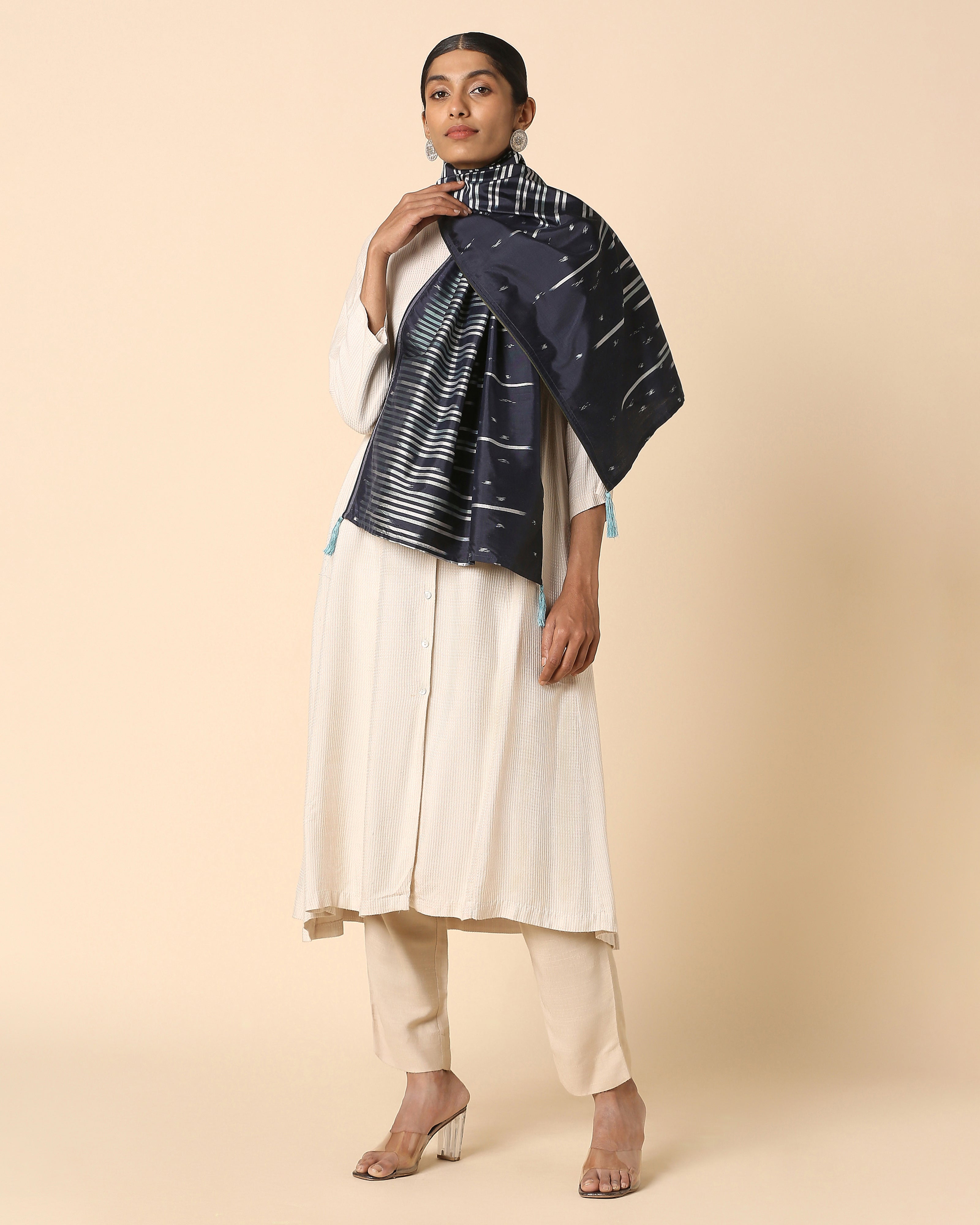 Aariz Pochampally Weft Ikat Silk Stole