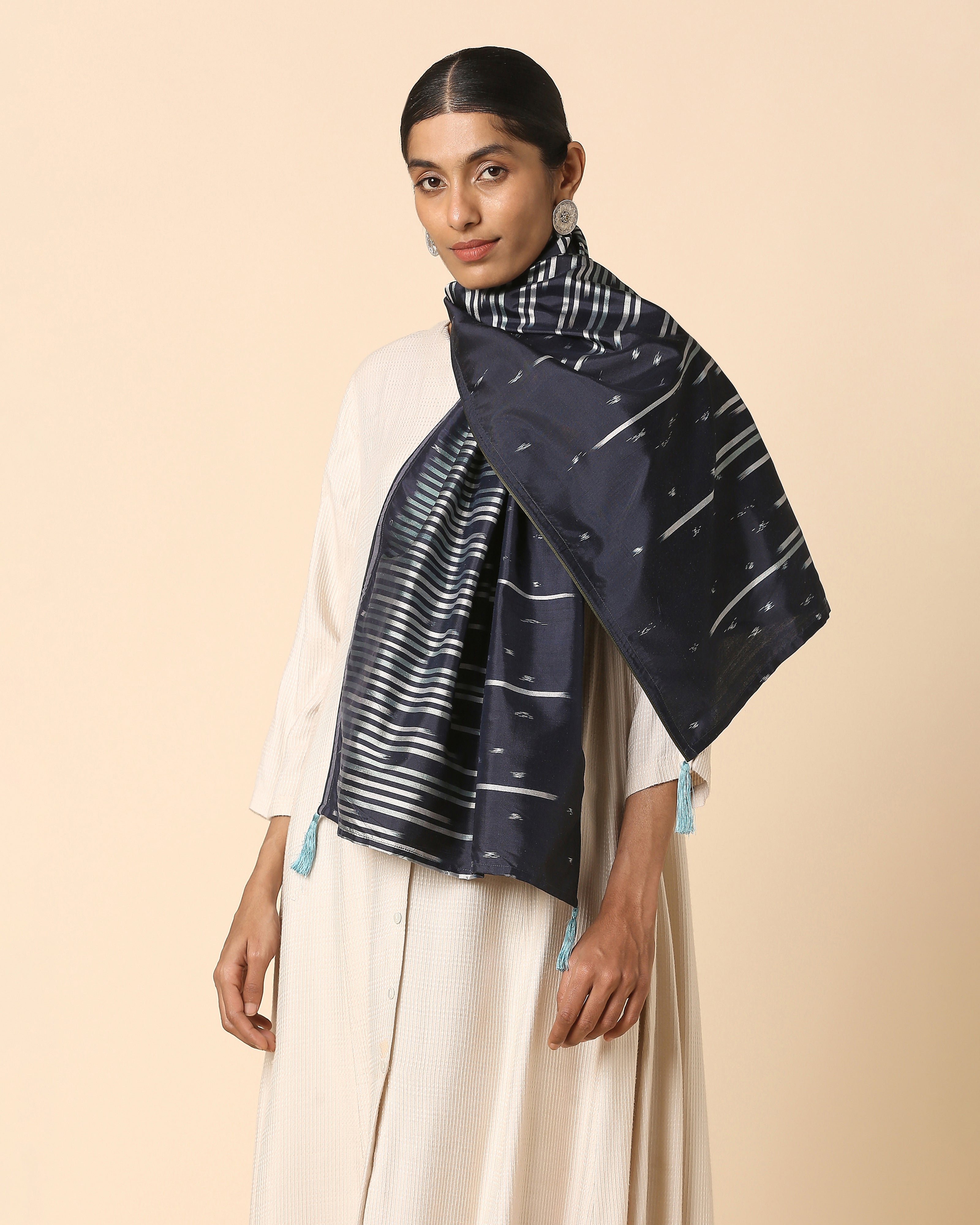 Aariz Pochampally Weft Ikat Silk Stole