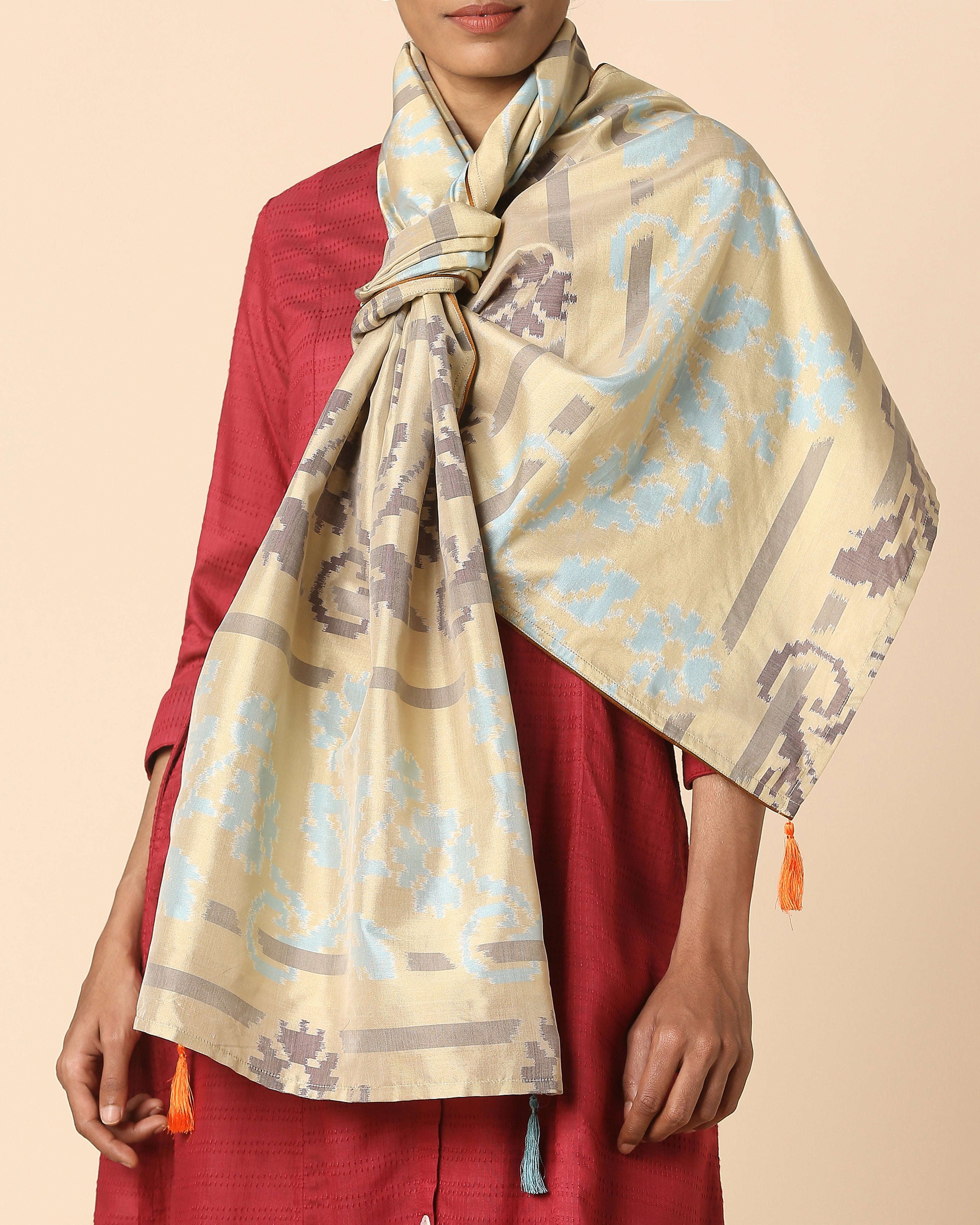 Sania Pochampally Weft Ikat Cotton Silk Stole