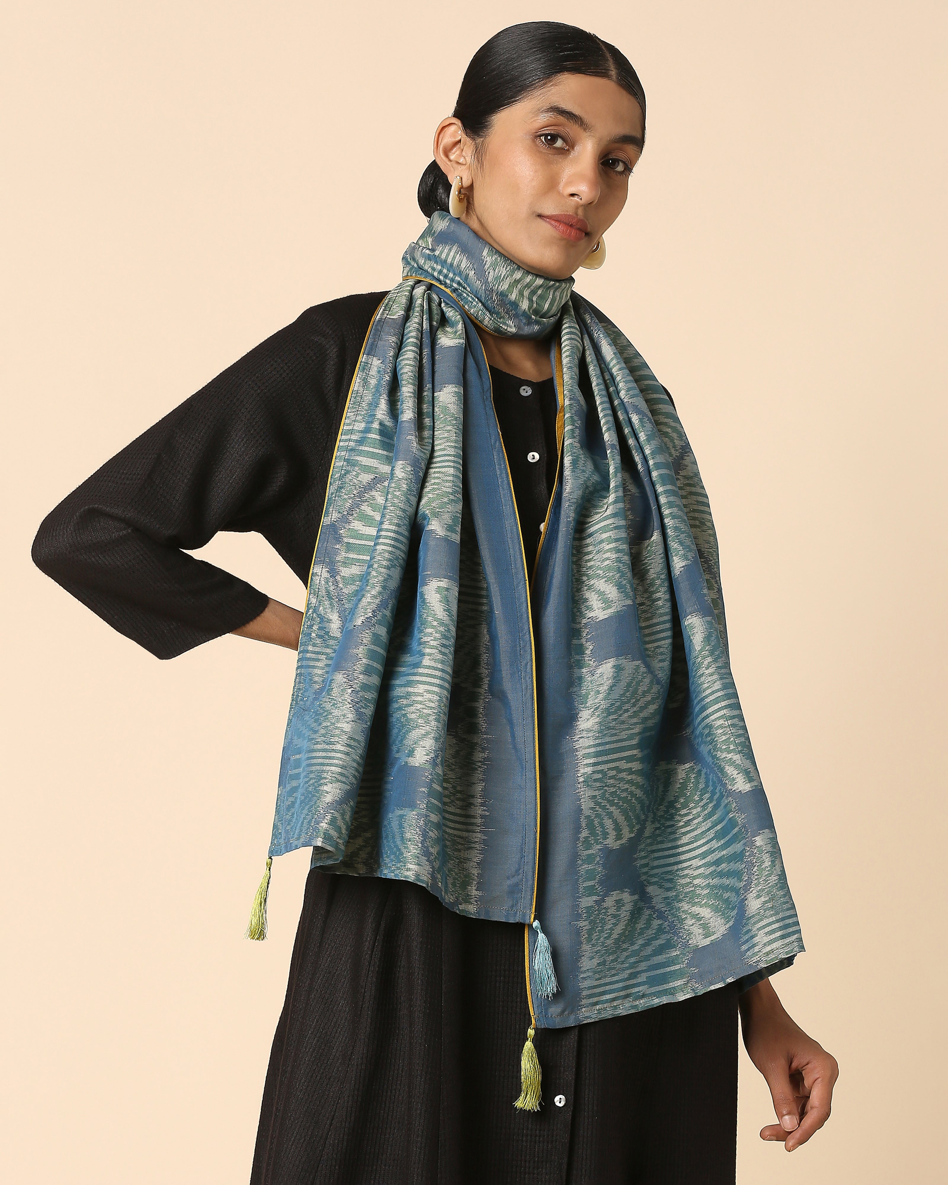 Tahira Pochampally Weft Ikat Cotton Silk Stole