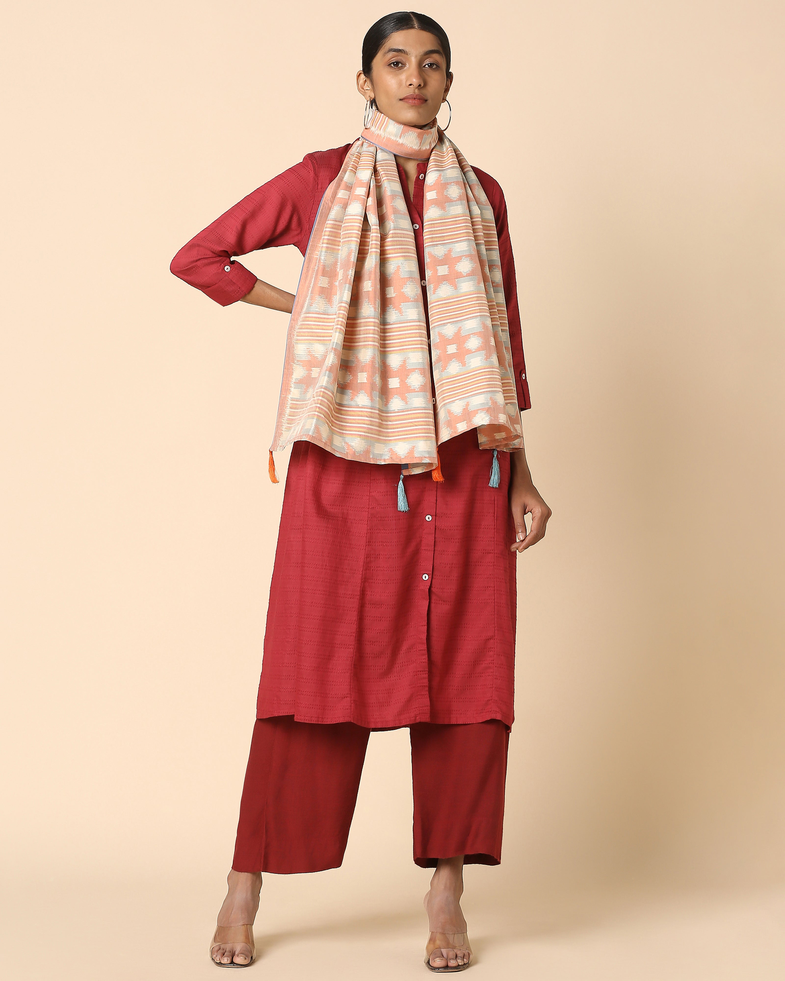 Ajara Pochampally Weft Ikat Cotton Silk Stole