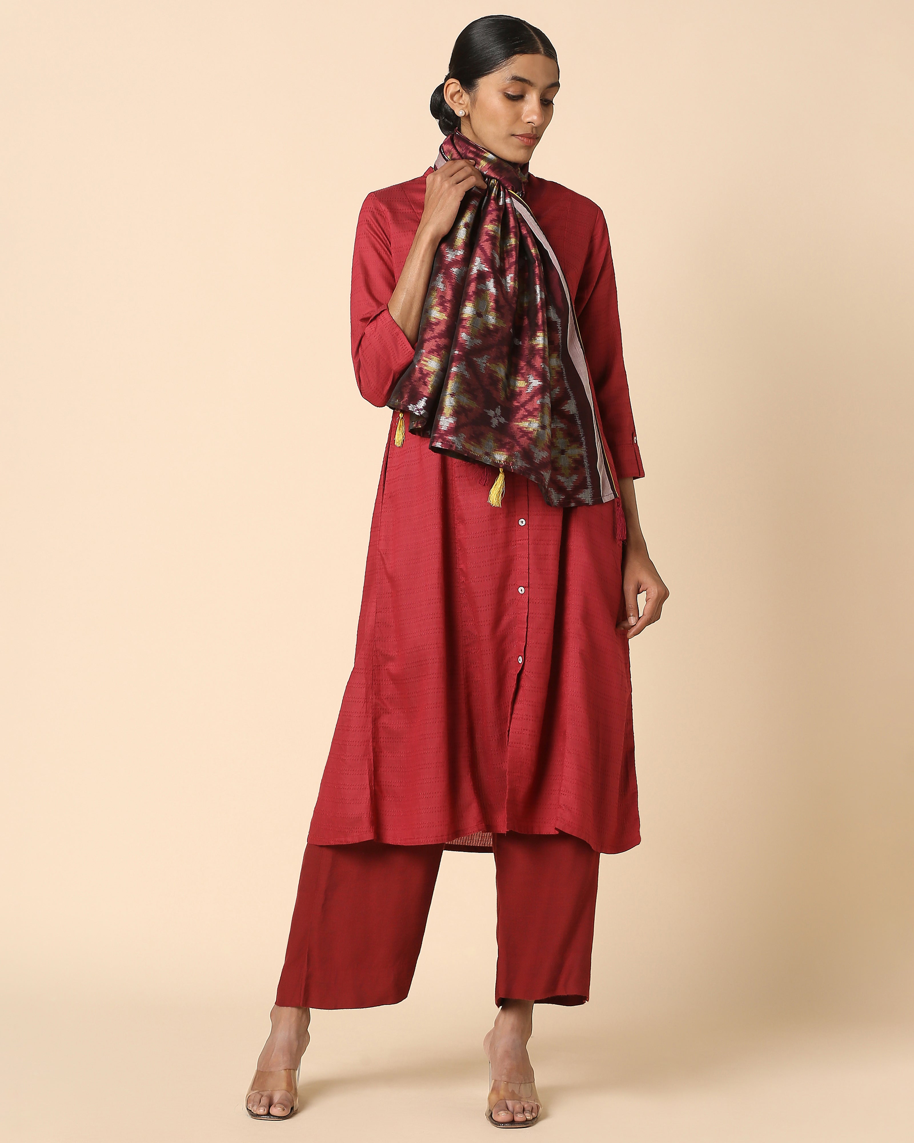 Abheri Pochampally Weft Ikat Cotton Silk Stole