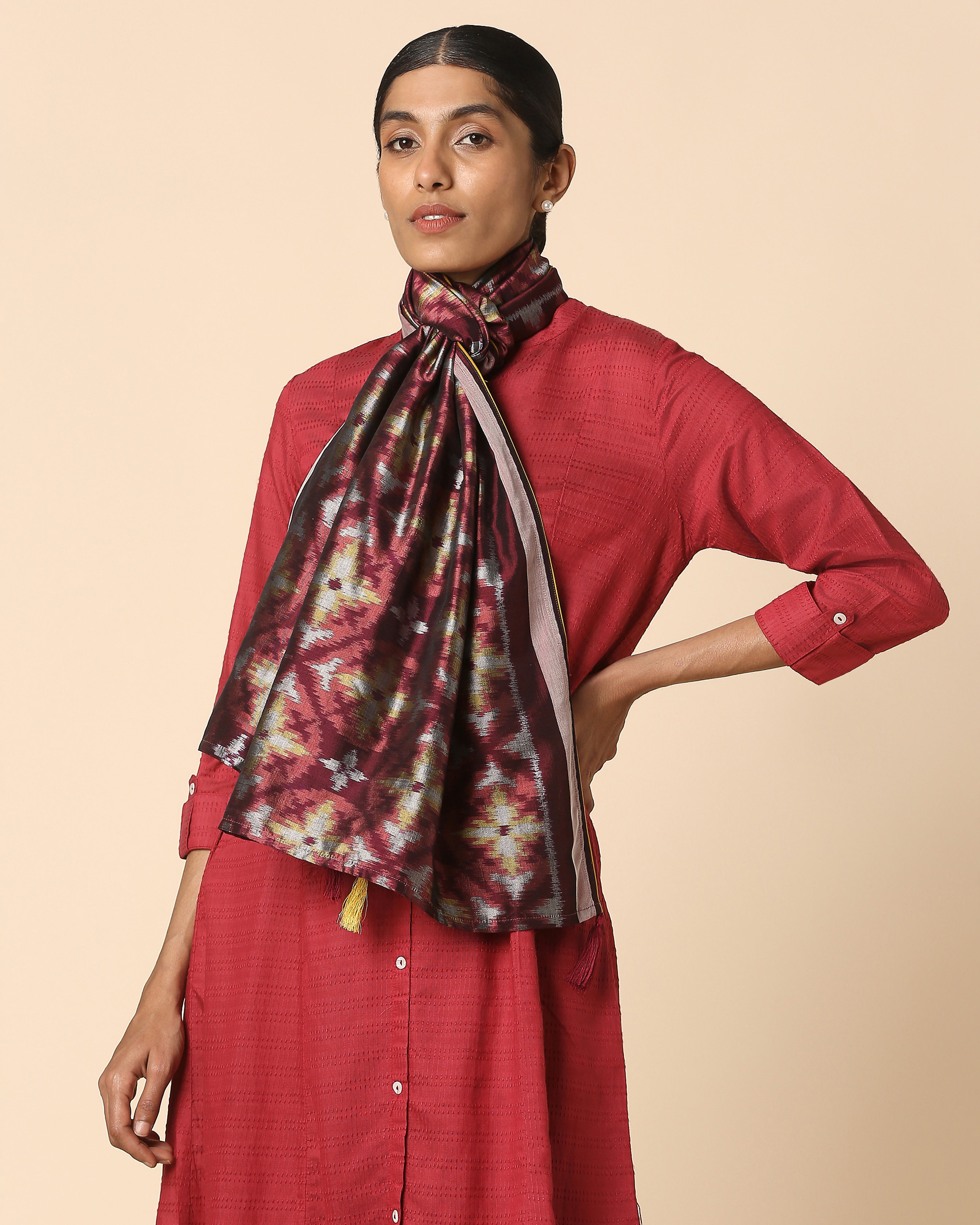 Abheri Pochampally Weft Ikat Cotton Silk Stole