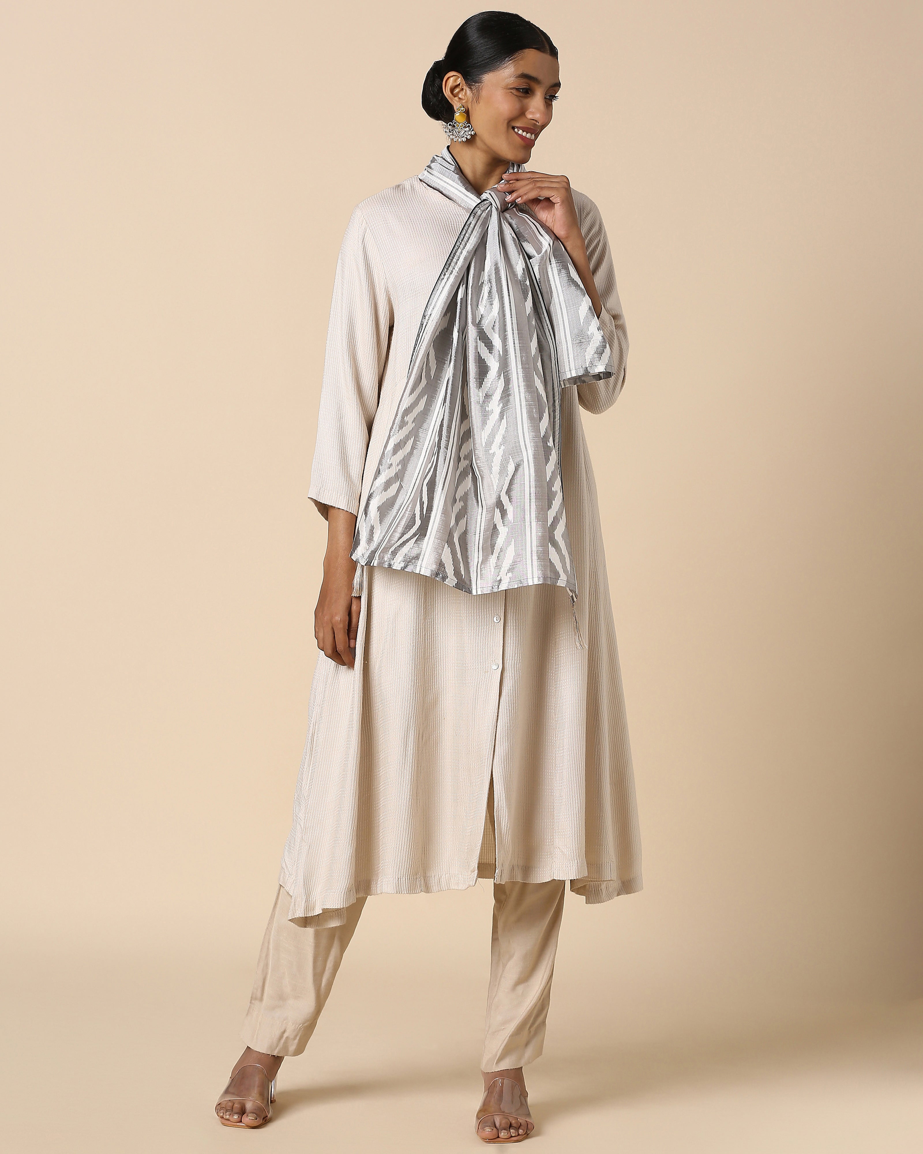 Minali Pochampally Warp Ikat Silk Stole