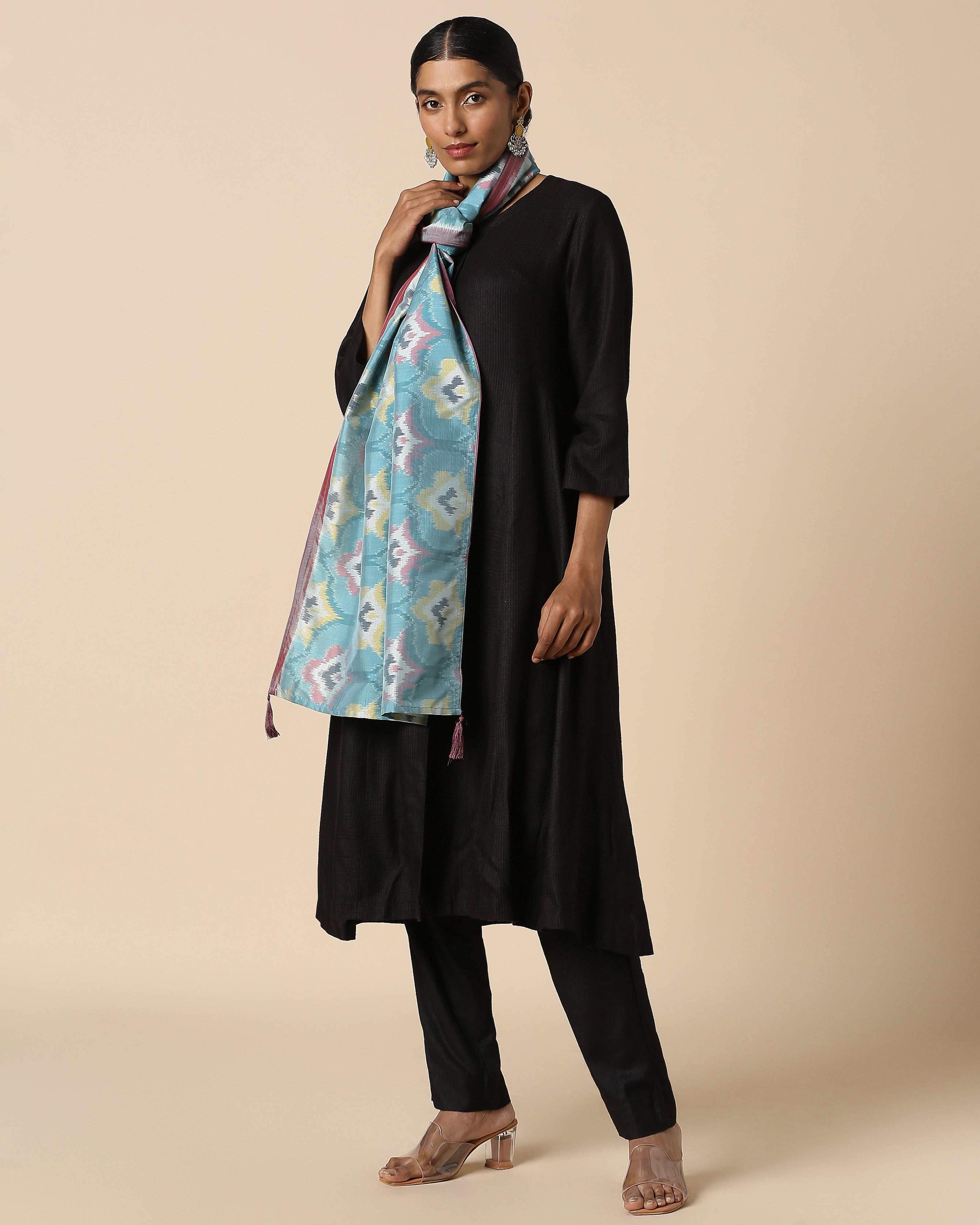 Manali Pochampally Weft Ikat Silk Cotton Stole