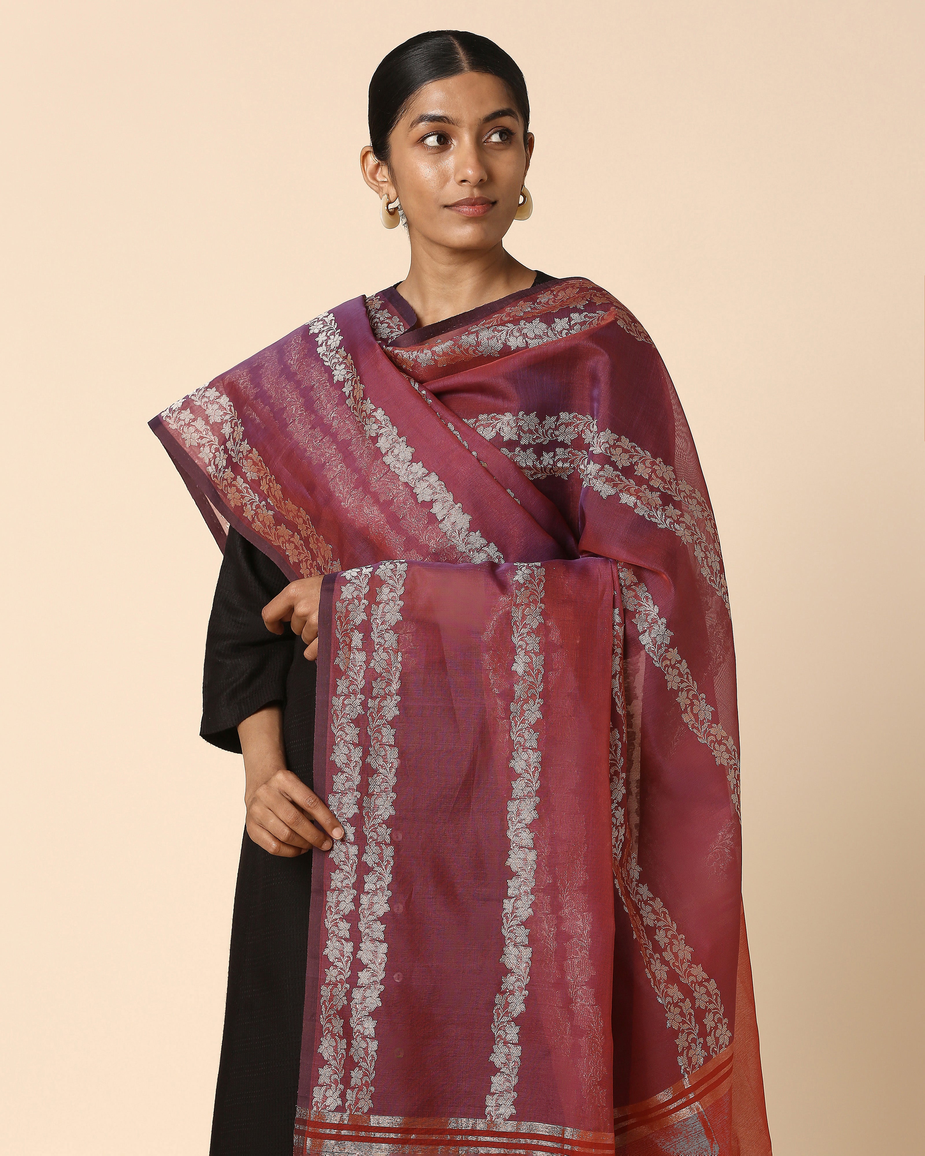 Oomna Banarasi Kadwa Silk Cotton Dupatta