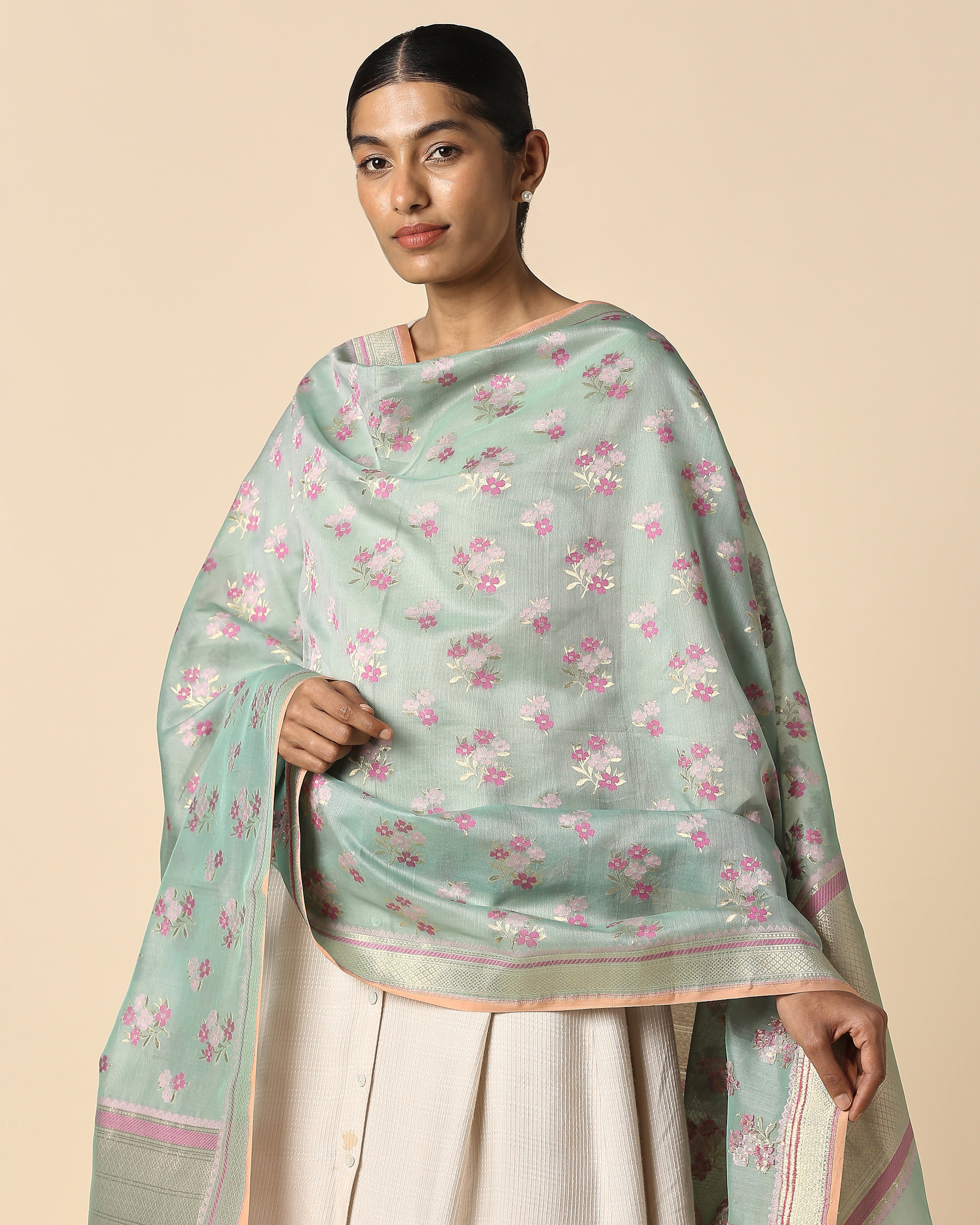 Parijata Banarasi Cutwork Silk Cotton Dupatta